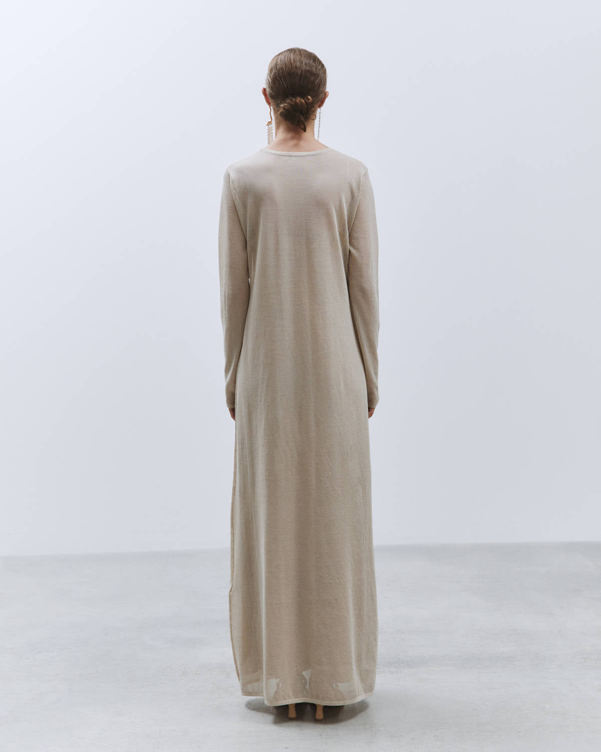 LONG DRESS IN TRANSPARENT MESH Petal