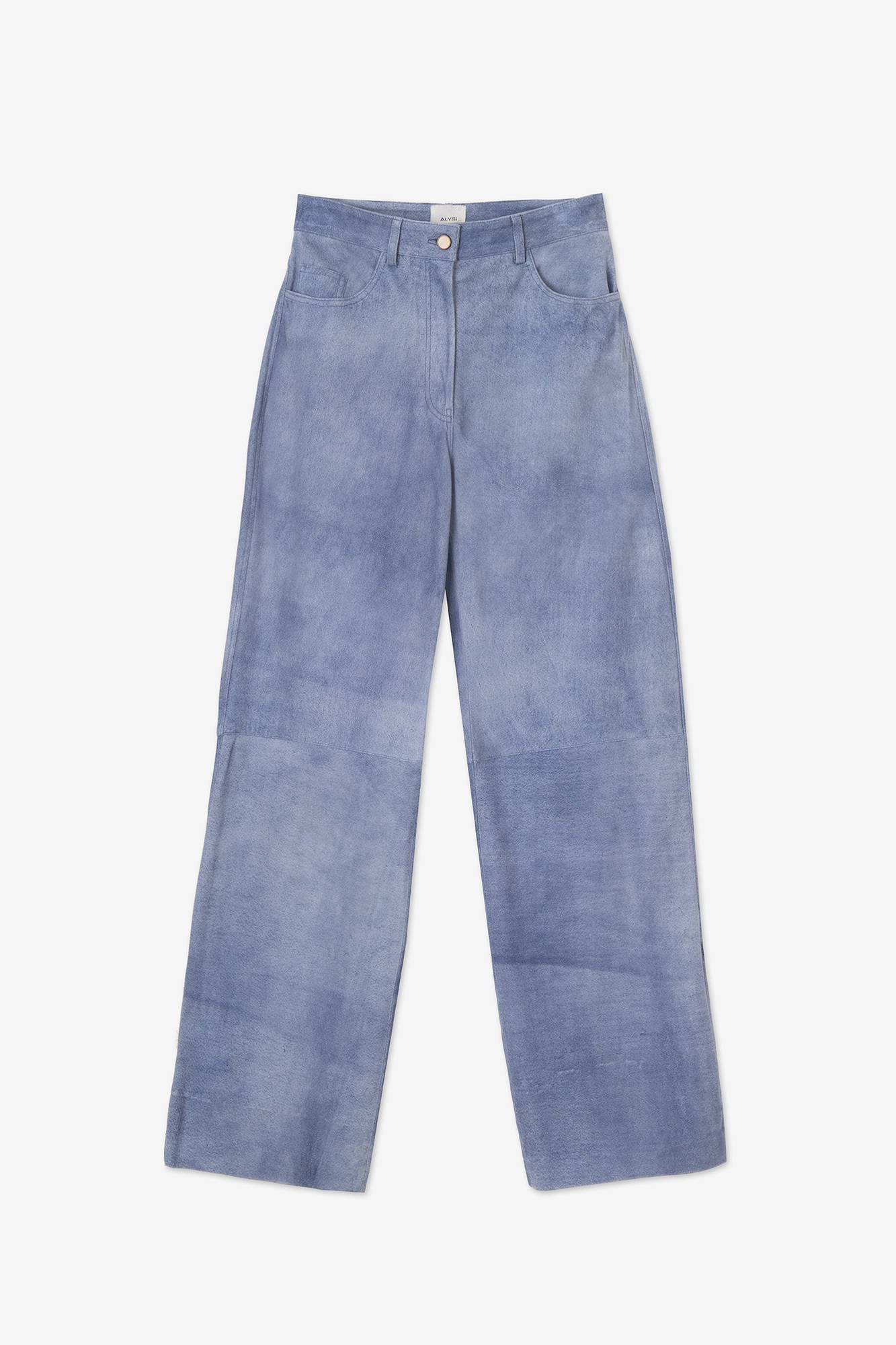 FIVE POCKET WIDE LEG LEATHER DENIM EFFECT denim