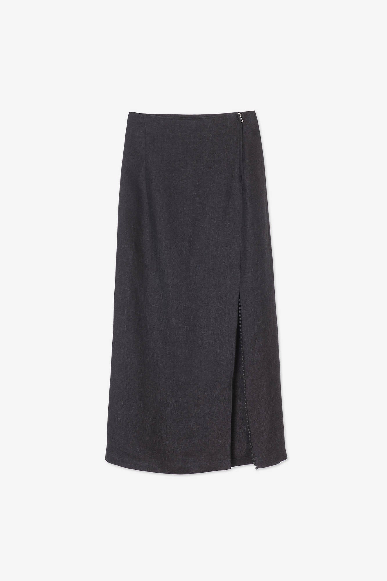 DELAVE' LINEN SKIRT SPLIT ALT Carbon