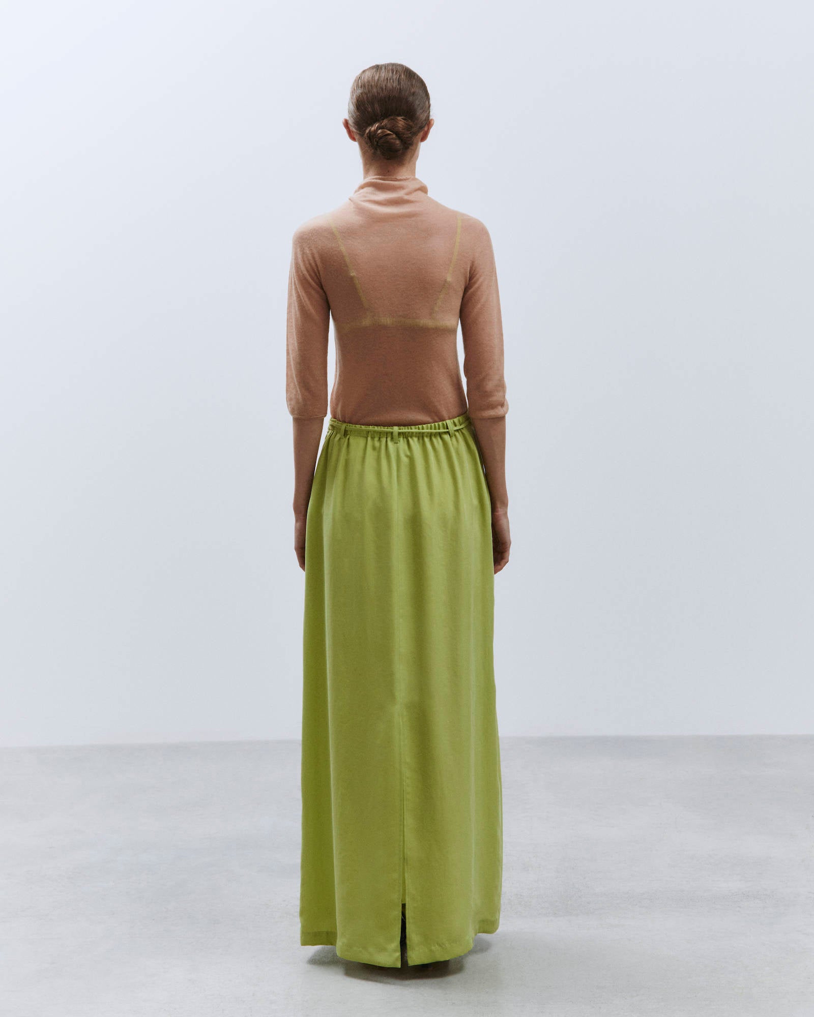 LONG SILK SKIRT Lime