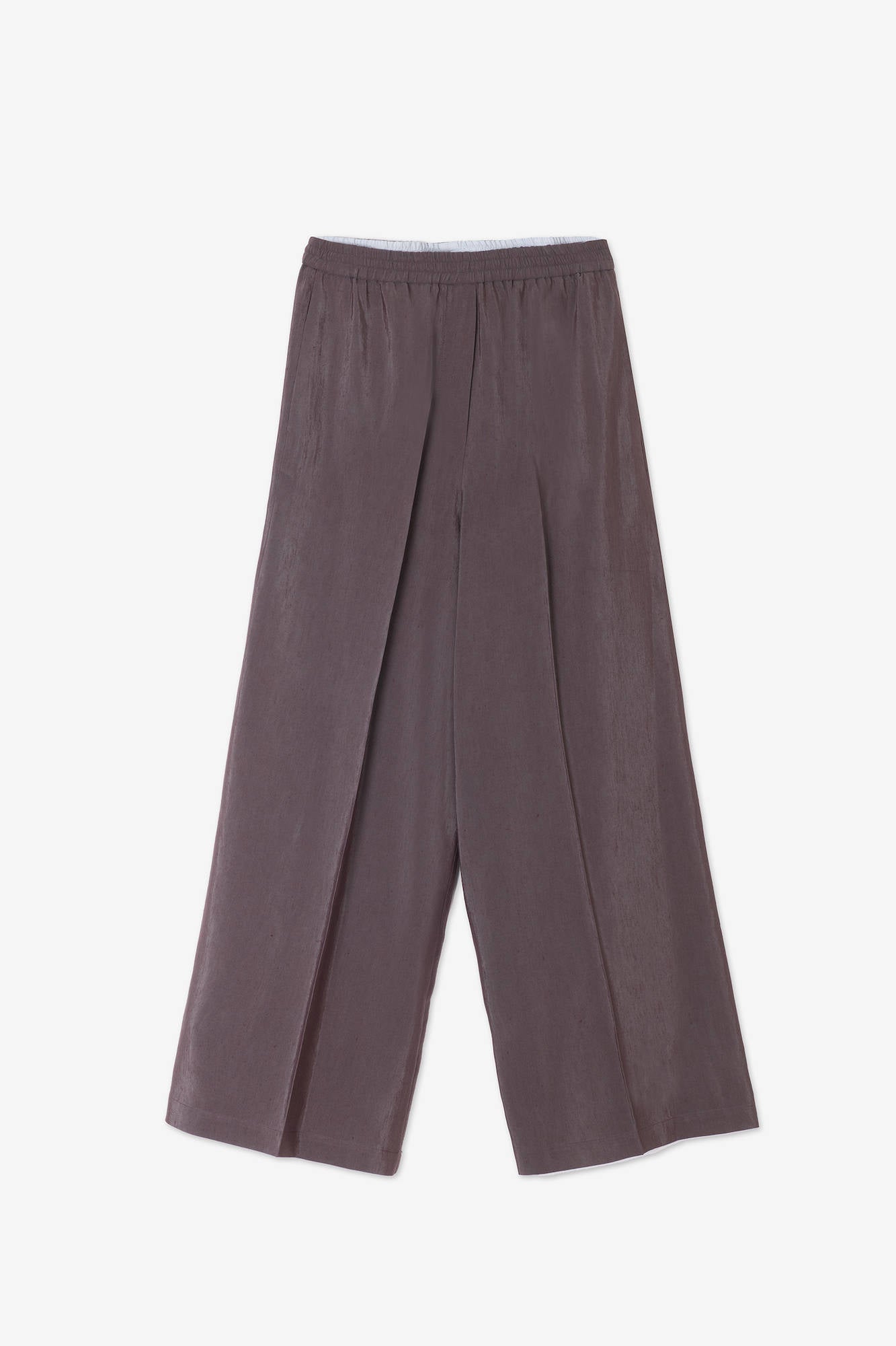 LINEN PANTS WIDE LEG Aubergine