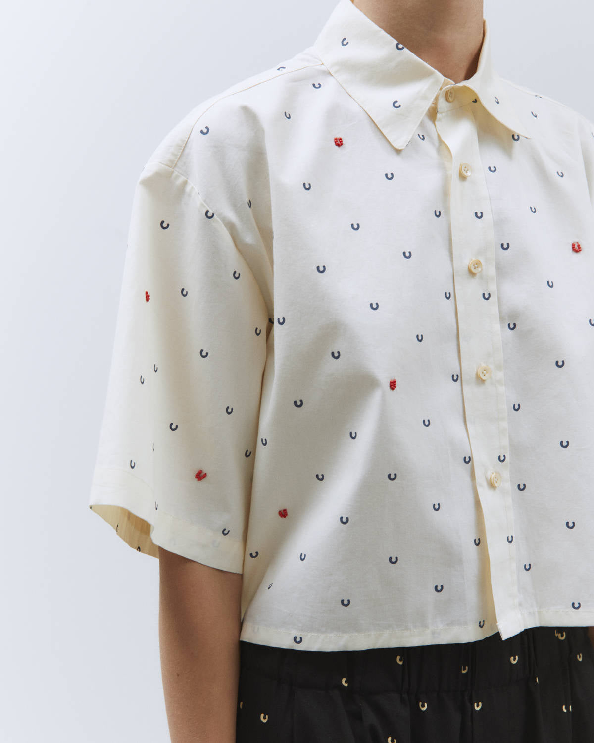 CROPPED POPLIN EMBROIDERED SHIRT