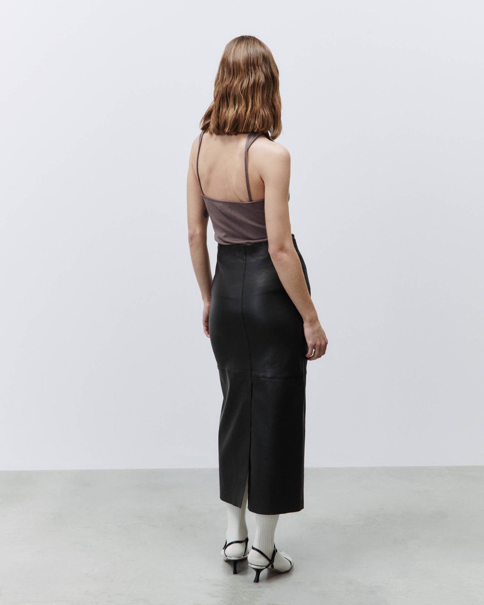 STRETCH LEATHER PENCIL SKIRT Alysi