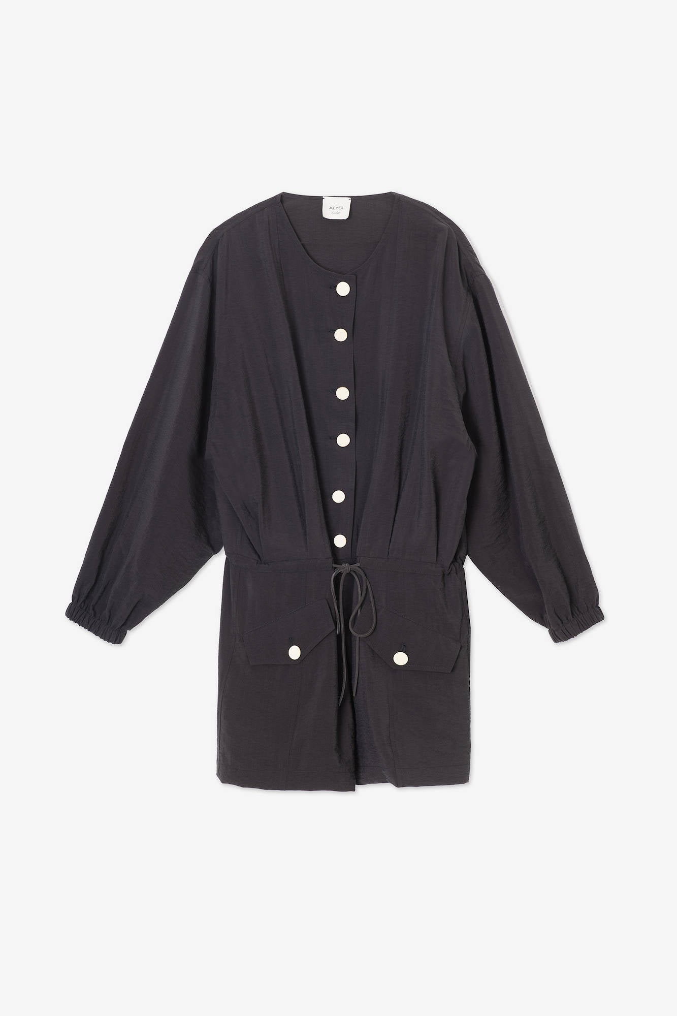 SHORT SILK CANVAS SUIT Charcoal