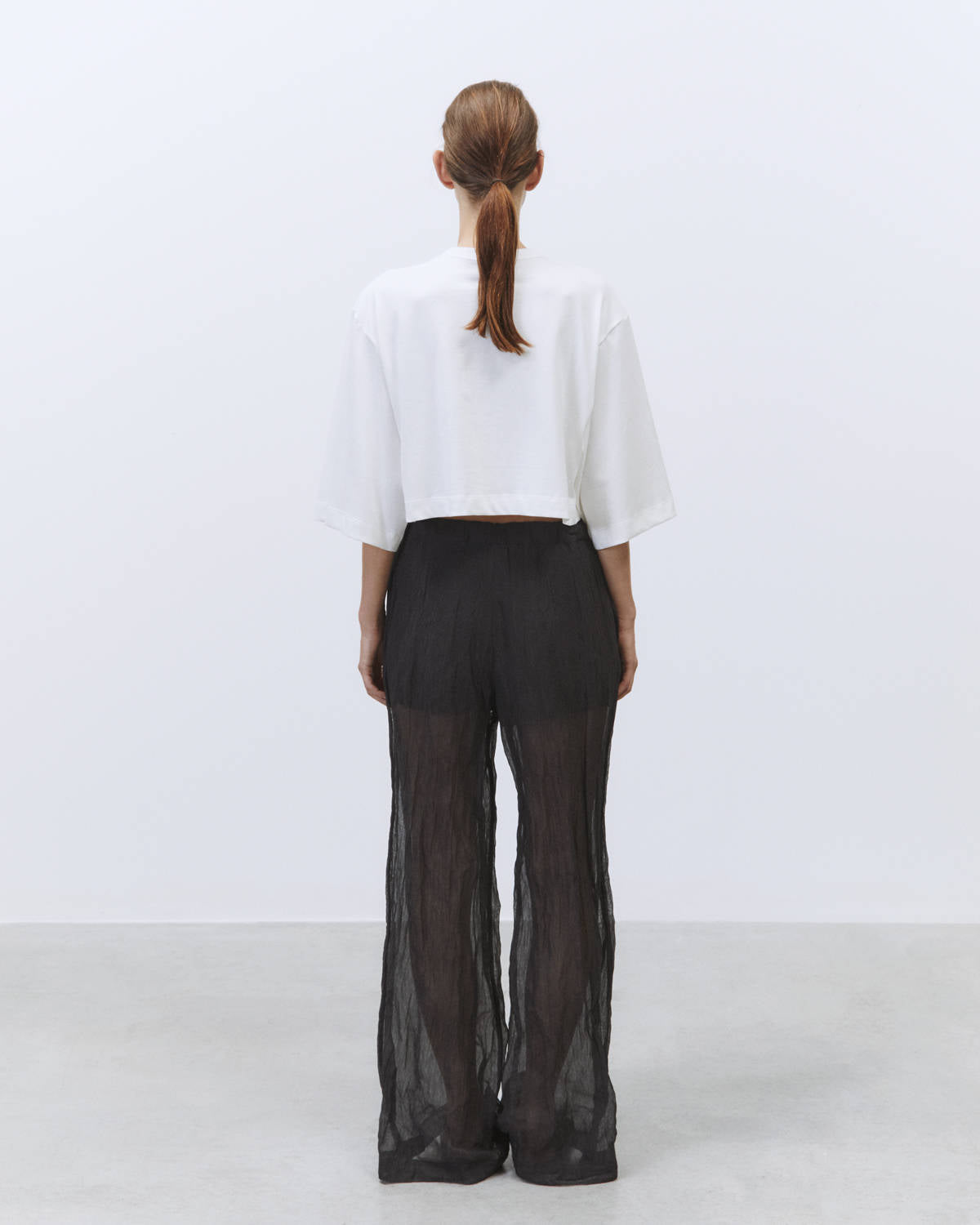 METAL GAUZE PANTS Black