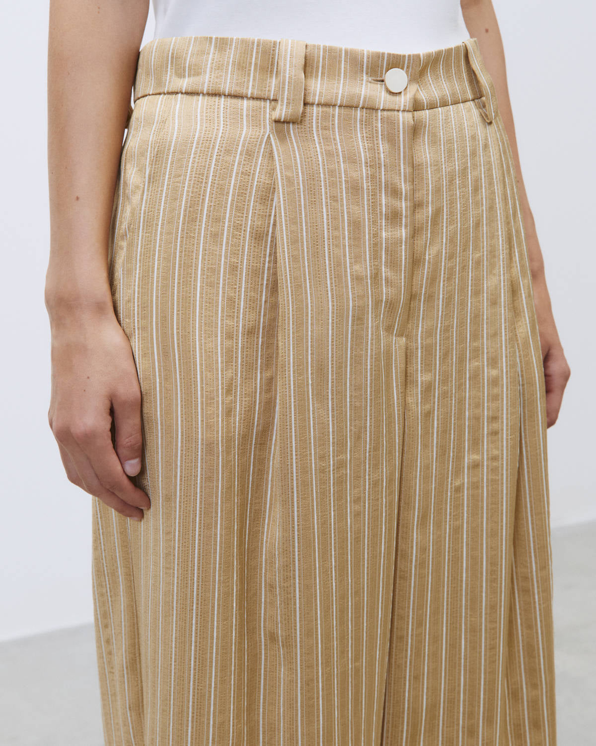 STRIPED SATIN TAILORED TROUSERS