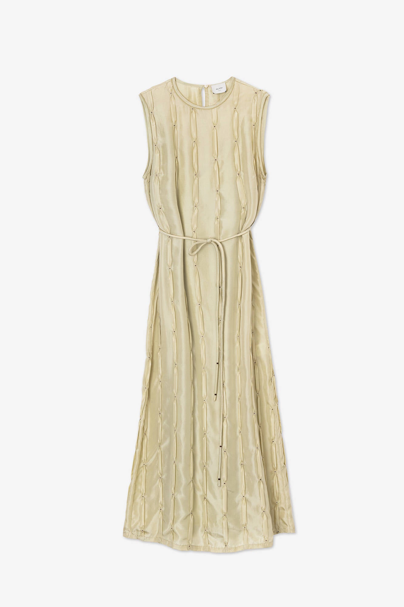 LONG DRESS EMBROIDERED SILK Sage