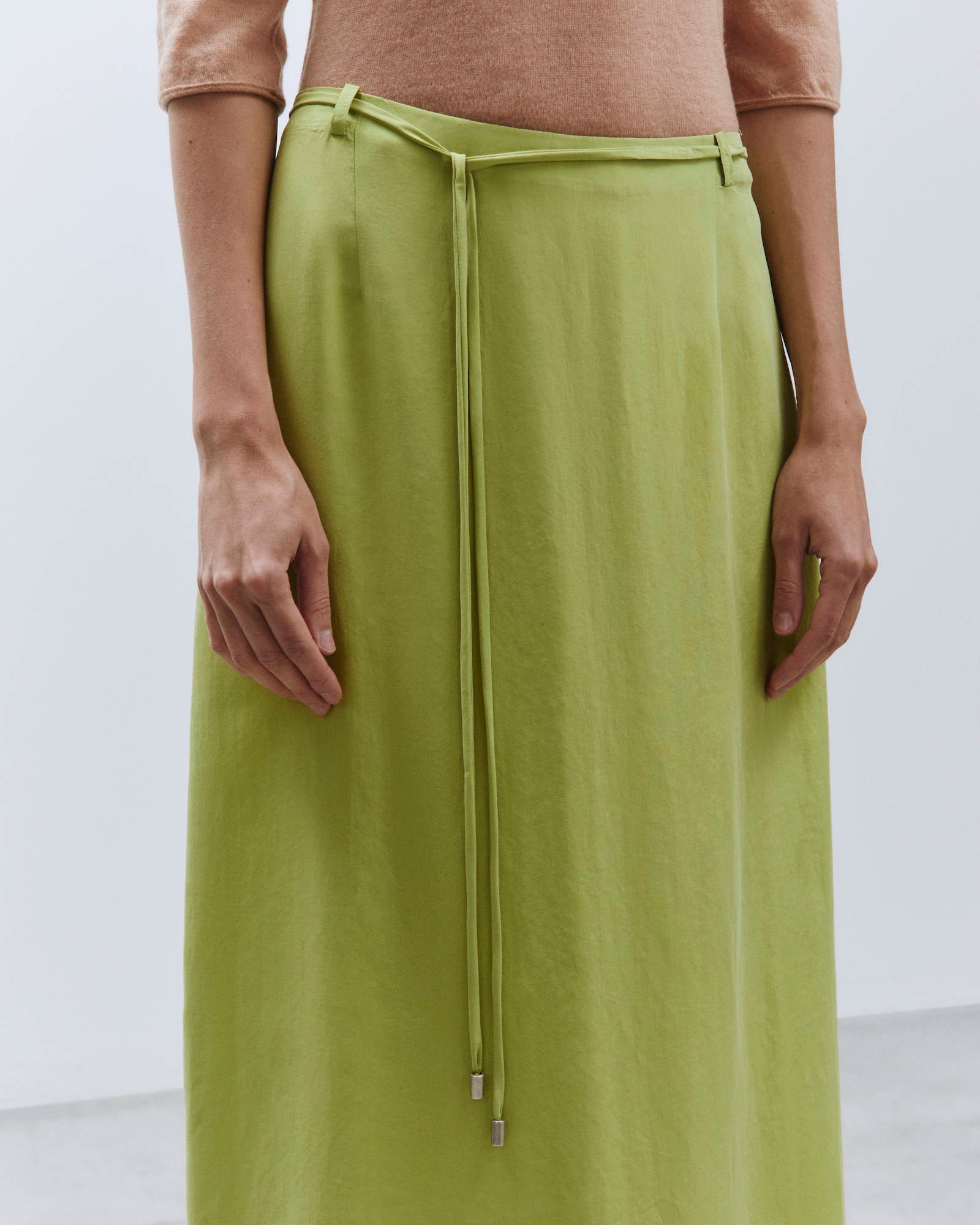 LONG SILK SKIRT Lime