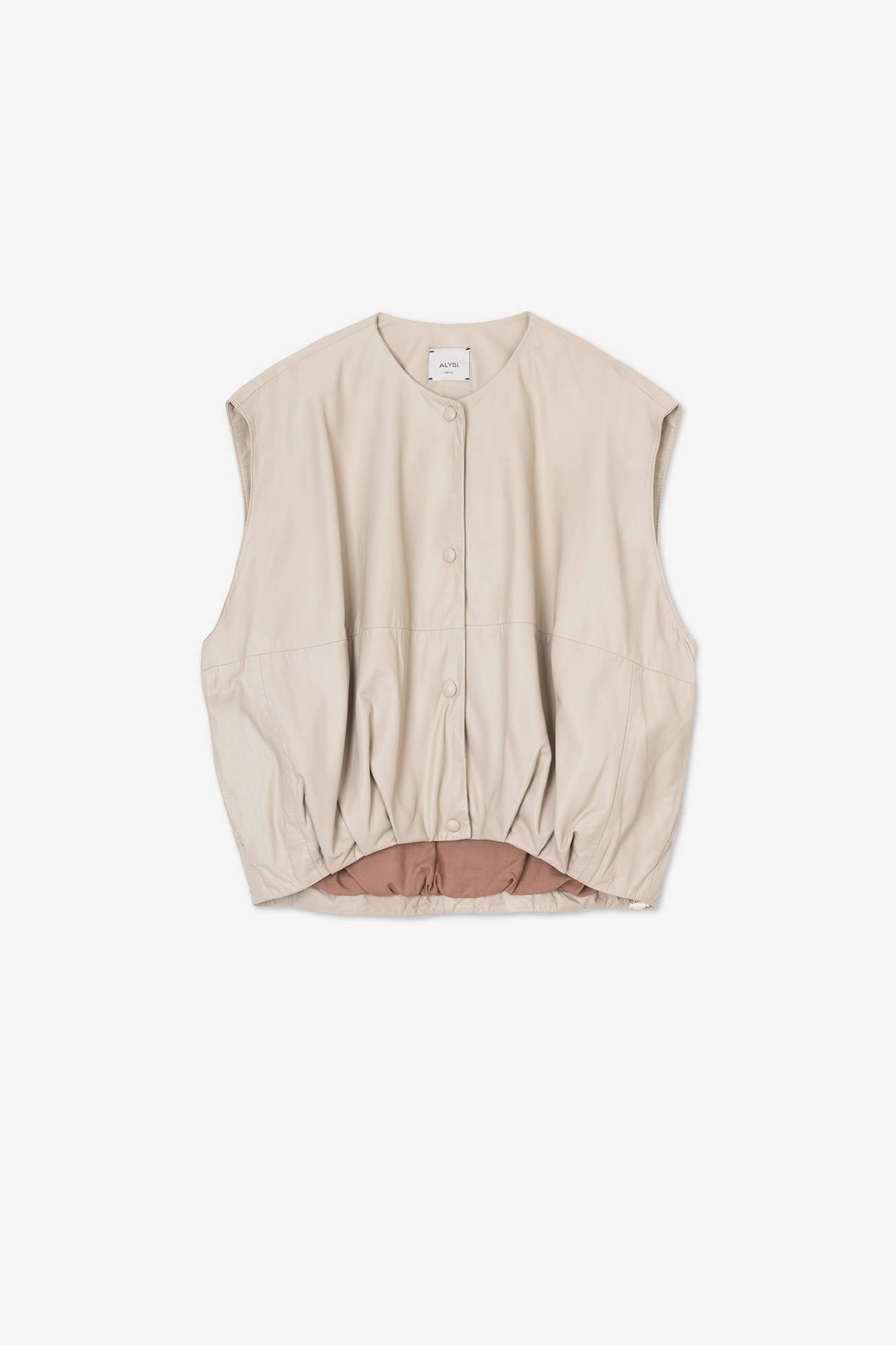 Sand LEATHER BOMBER VEST