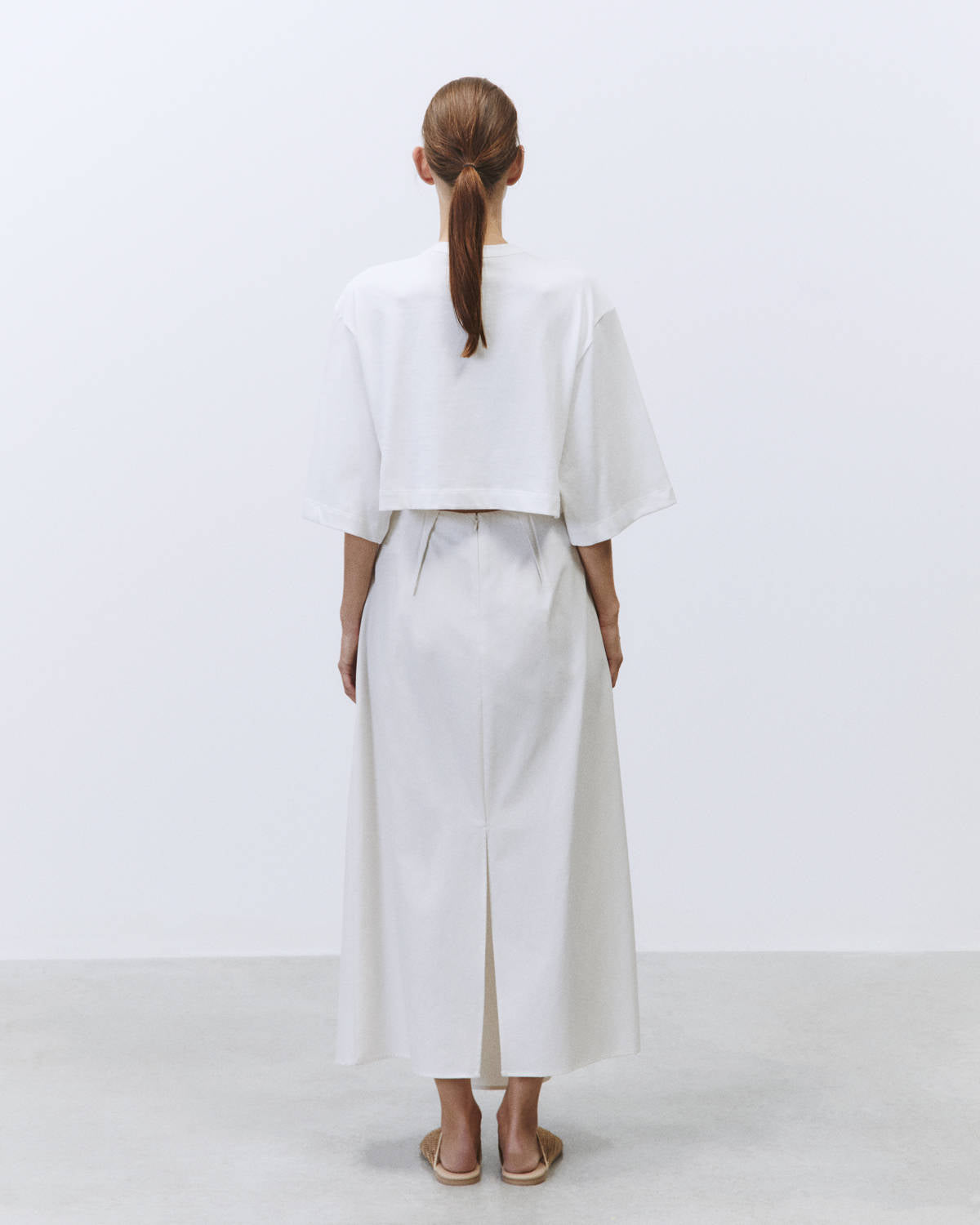 WIDE SKIRT IN MERINGUE COTTON CANVAS