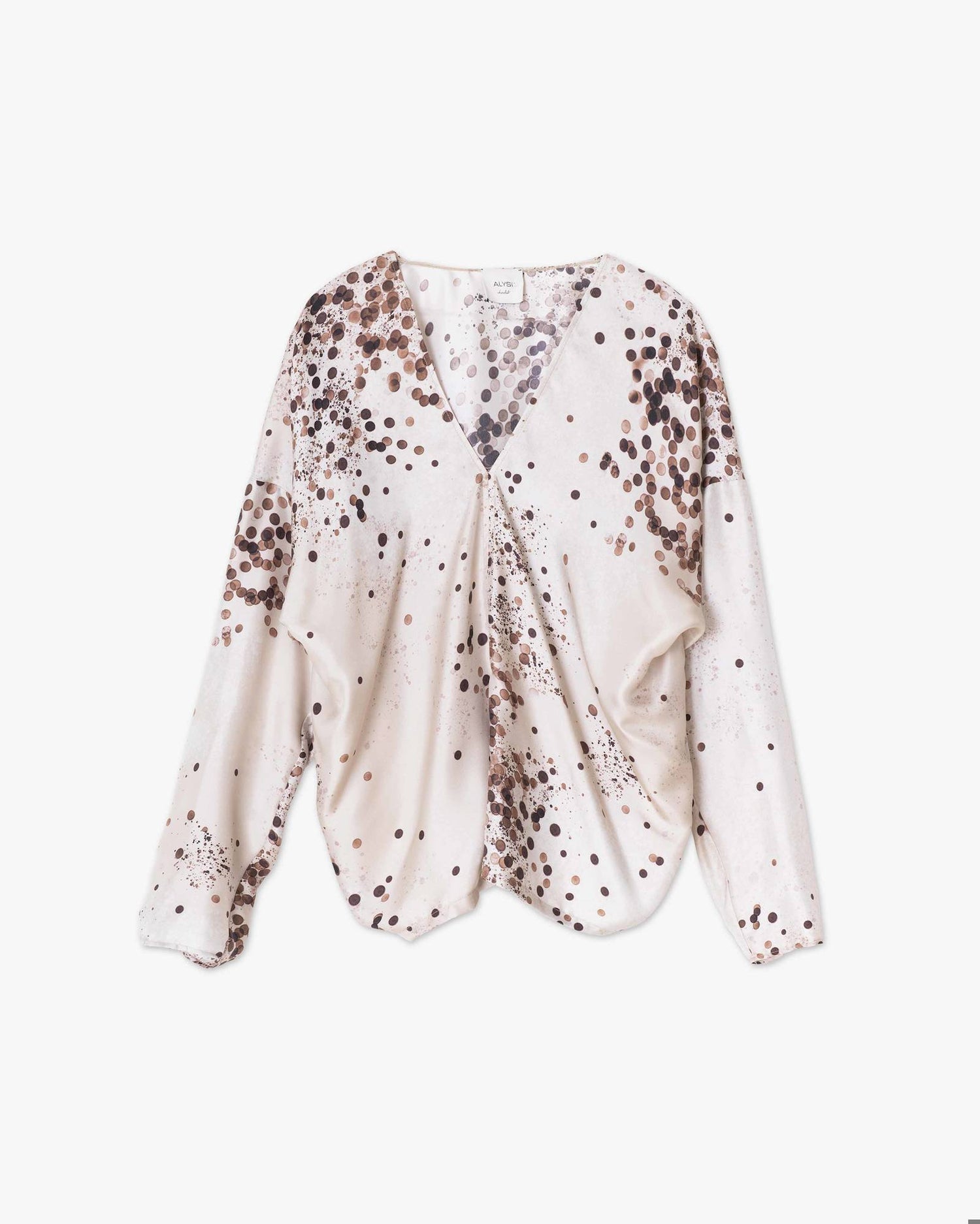 PRINTED SILK V-NECK BLOUSE