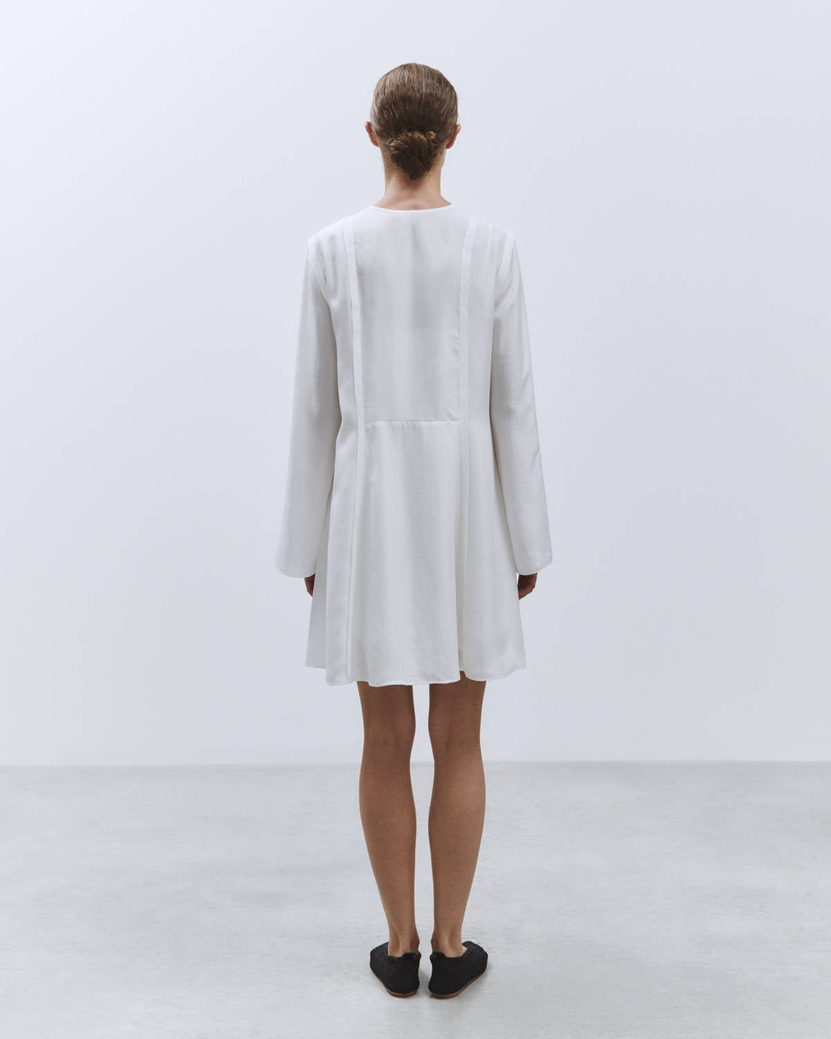 ENZYMATED SILK TUNIC MINI DRESS Milk