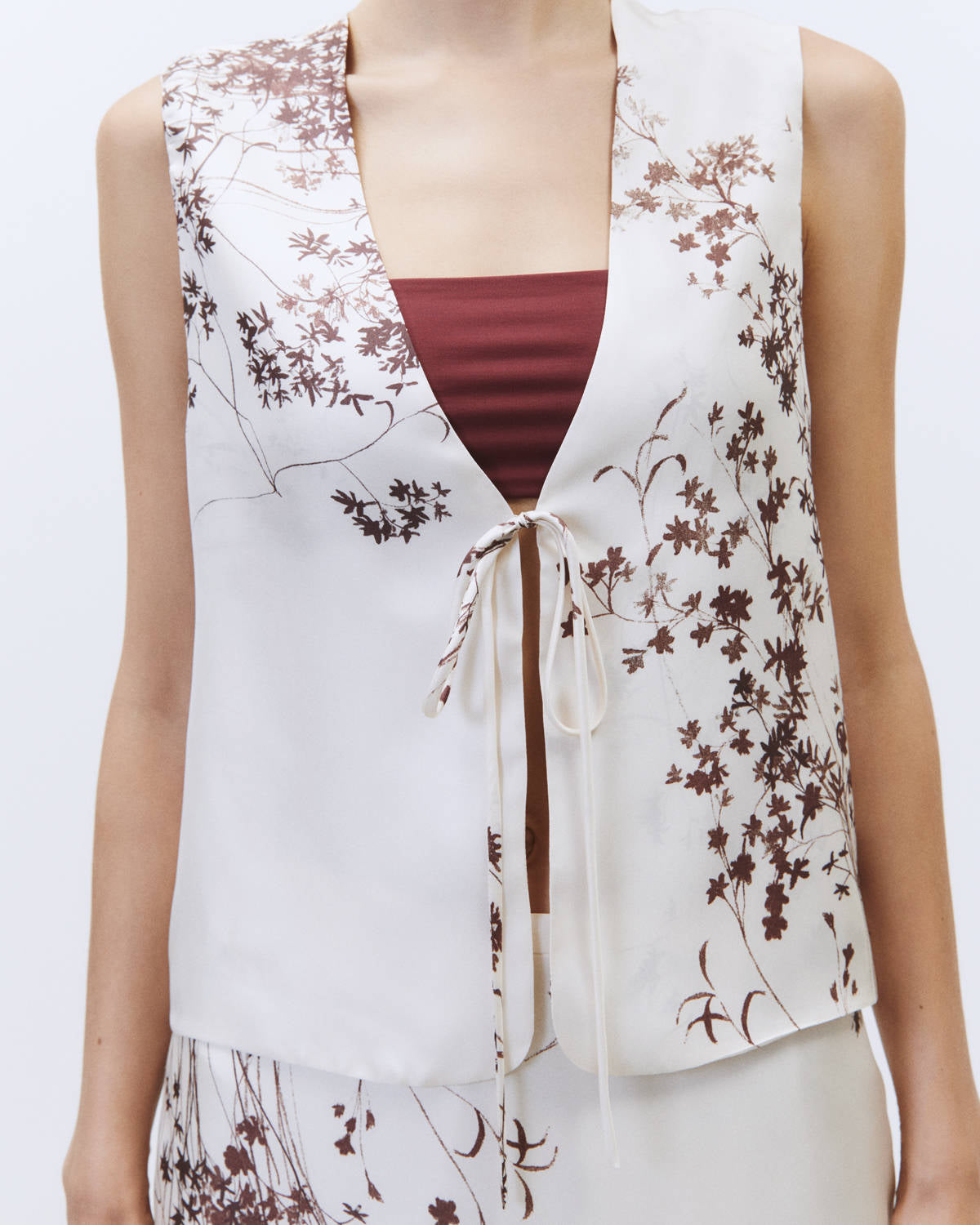 PRINTED SILK VEST BLOUSE