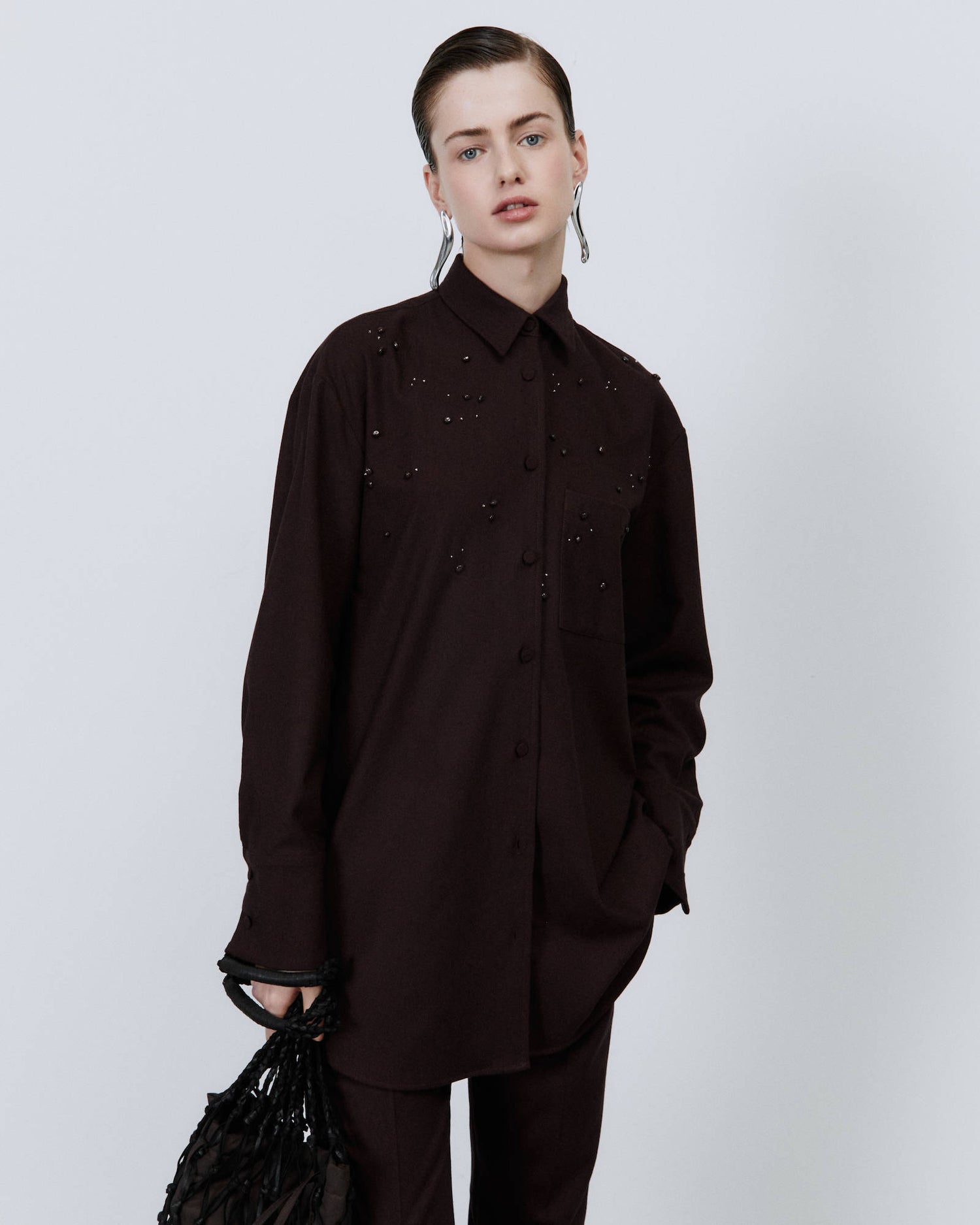 LONG EMBROIDERED FLANNEL SHIRT