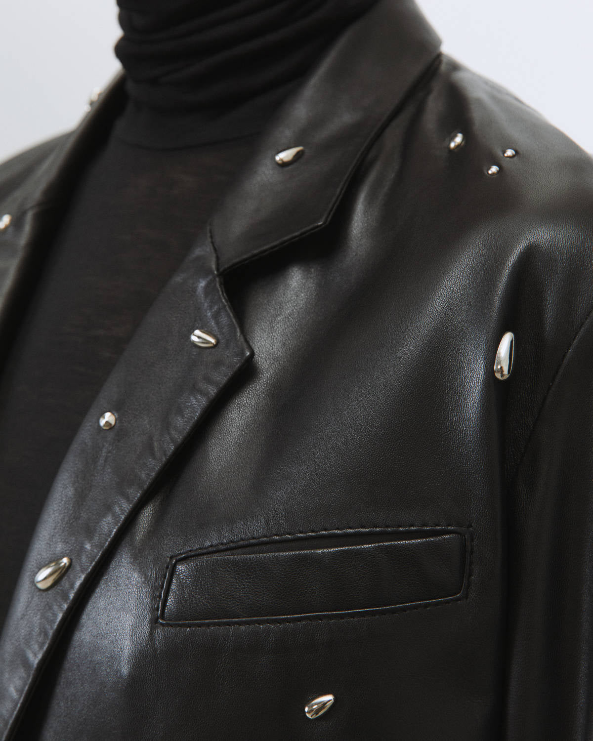 LEATHER BLAZER WITH APPLIQUES