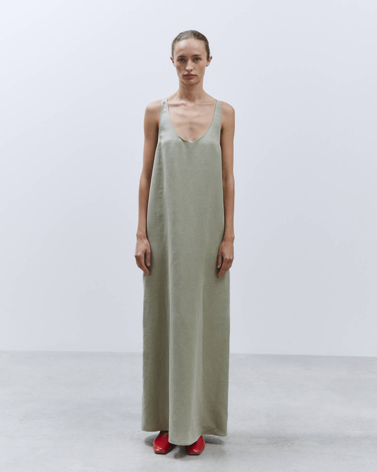LONG DRESS WITH OLYMPIC NECKLINE Sage