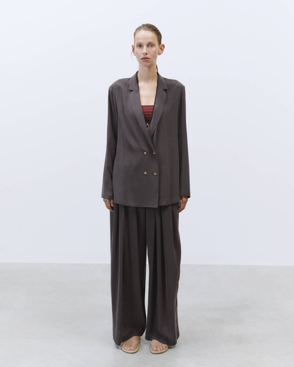 SILK CREPE DOUBLE BREASTED BLAZER Lead