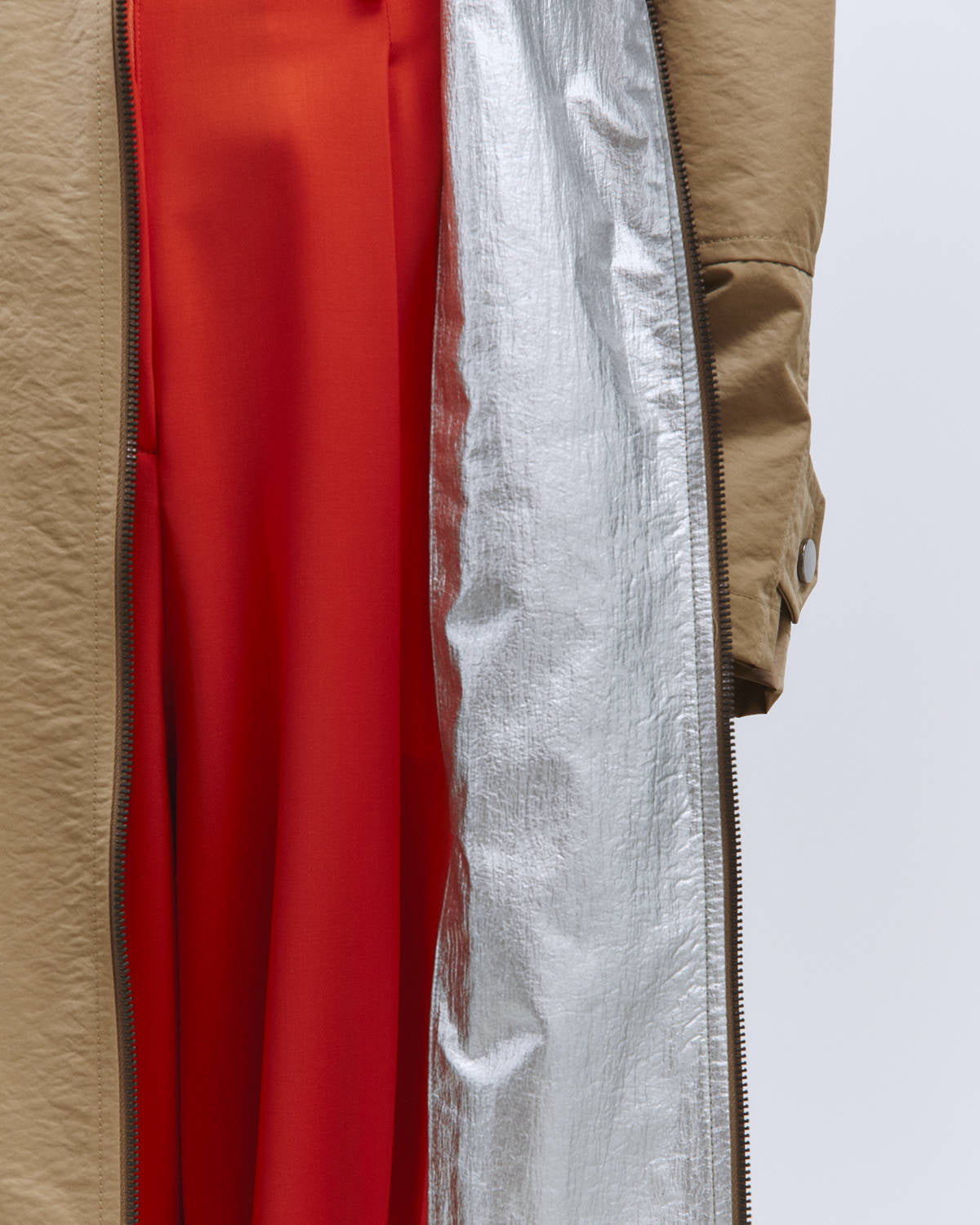 LONG NYLON TRENCH COAT CAMEL