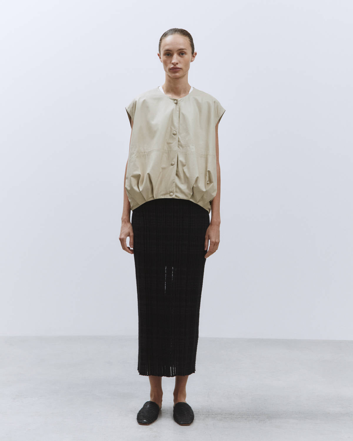 Sand LEATHER BOMBER VEST