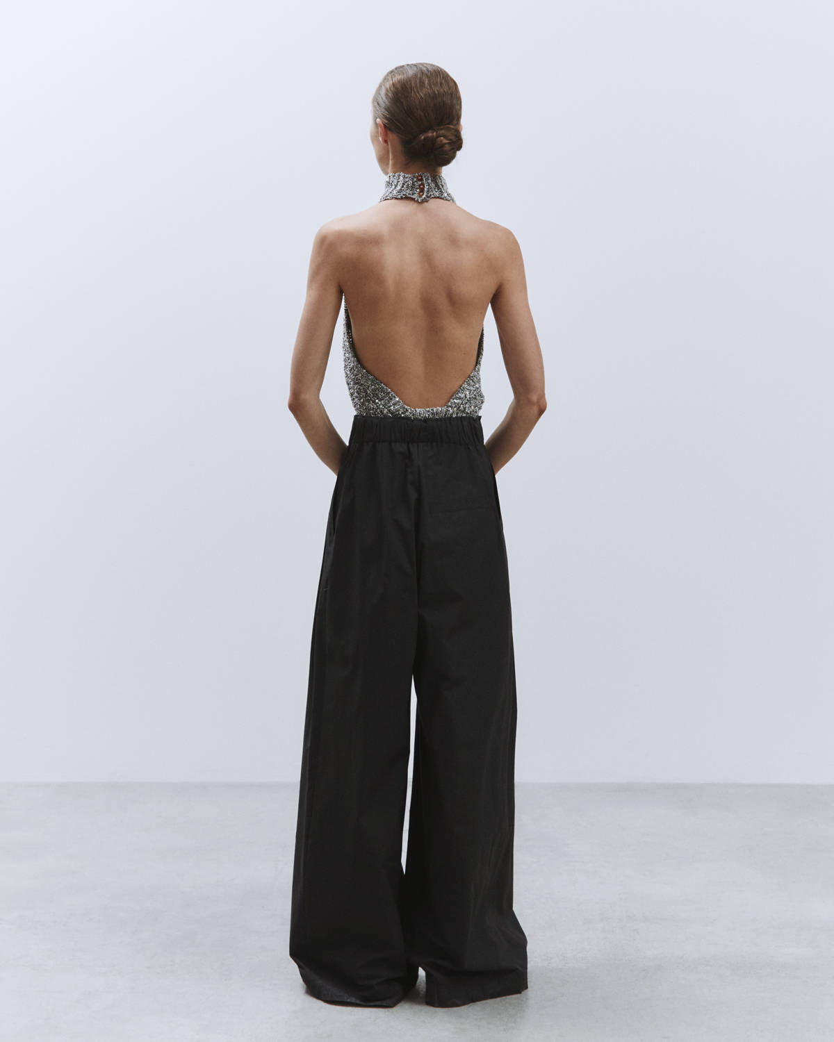 POPLIN WIDE LEG PANTS