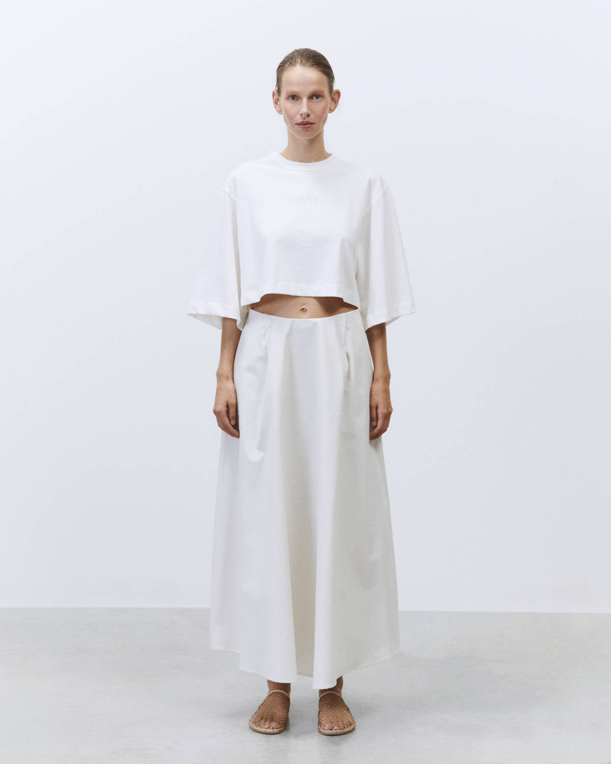 WIDE SKIRT IN MERINGUE COTTON CANVAS