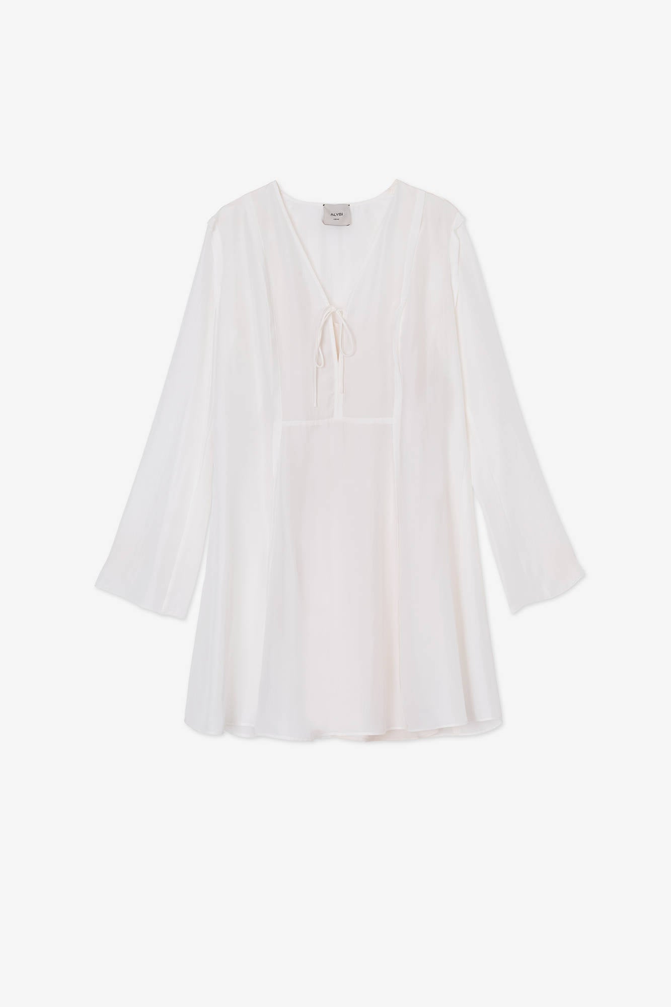 ENZYMATED SILK TUNIC MINI DRESS Milk