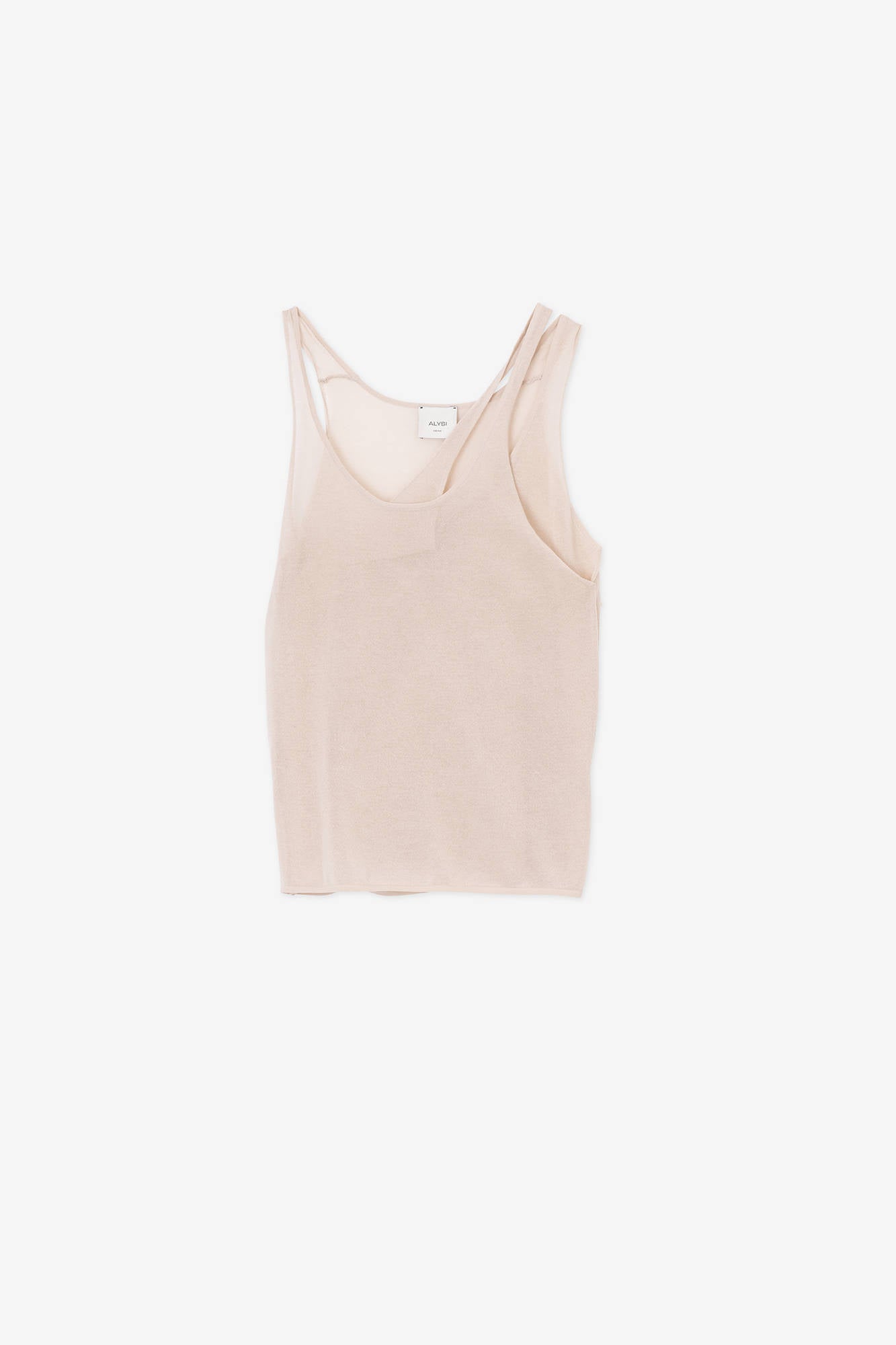 DOUBLE NECK TANK TOP IN TRANSPARENT MESH