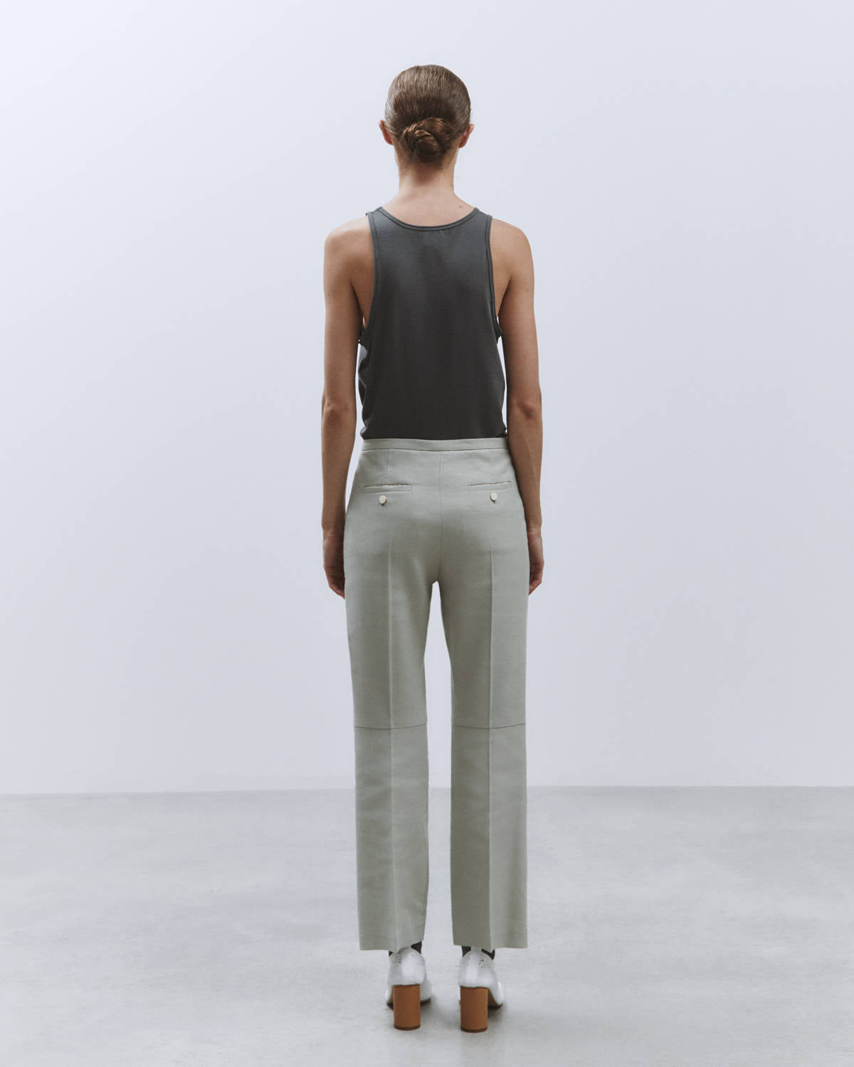 STRETCH LINEN CROPPED TROUSERS