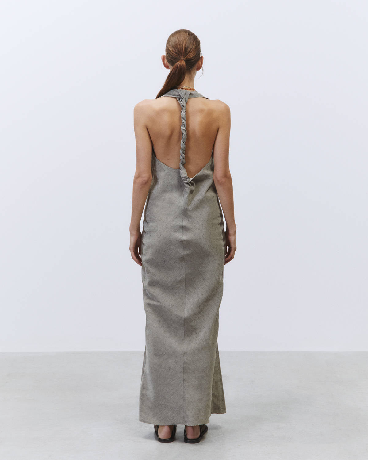 LINEN DRESS WITH BRAID DETAIL Fume'