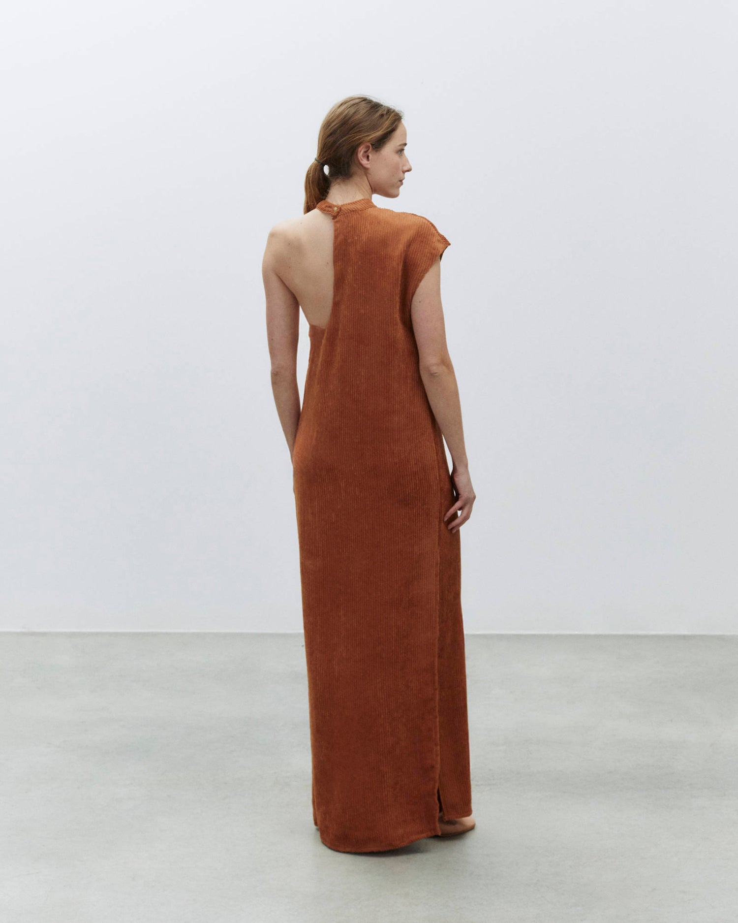 LONG VELVET RIB DRESS
