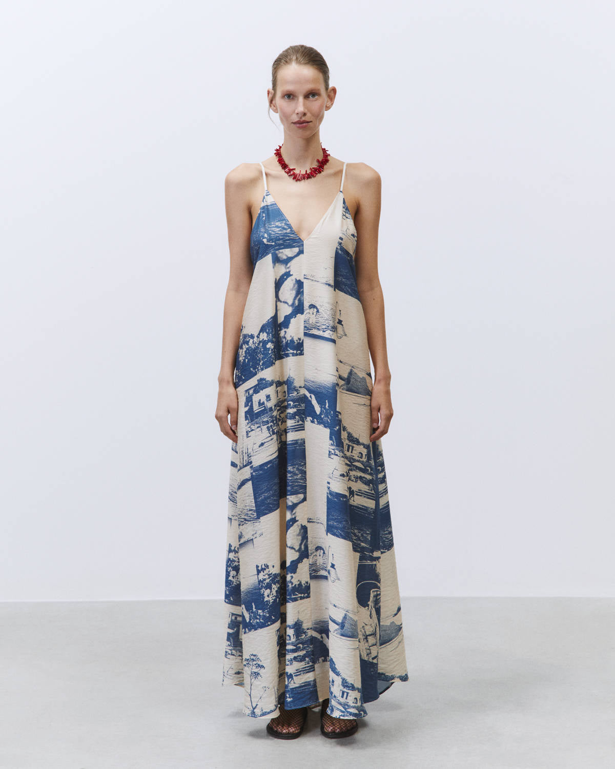 LONG DRESS PHOTO PRINT Indigo