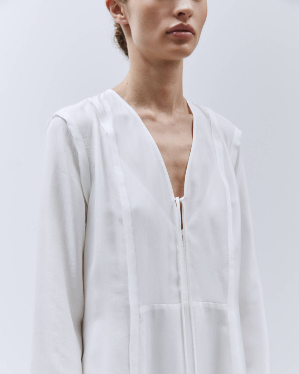 ENZYMATED SILK TUNIC MINI DRESS Milk