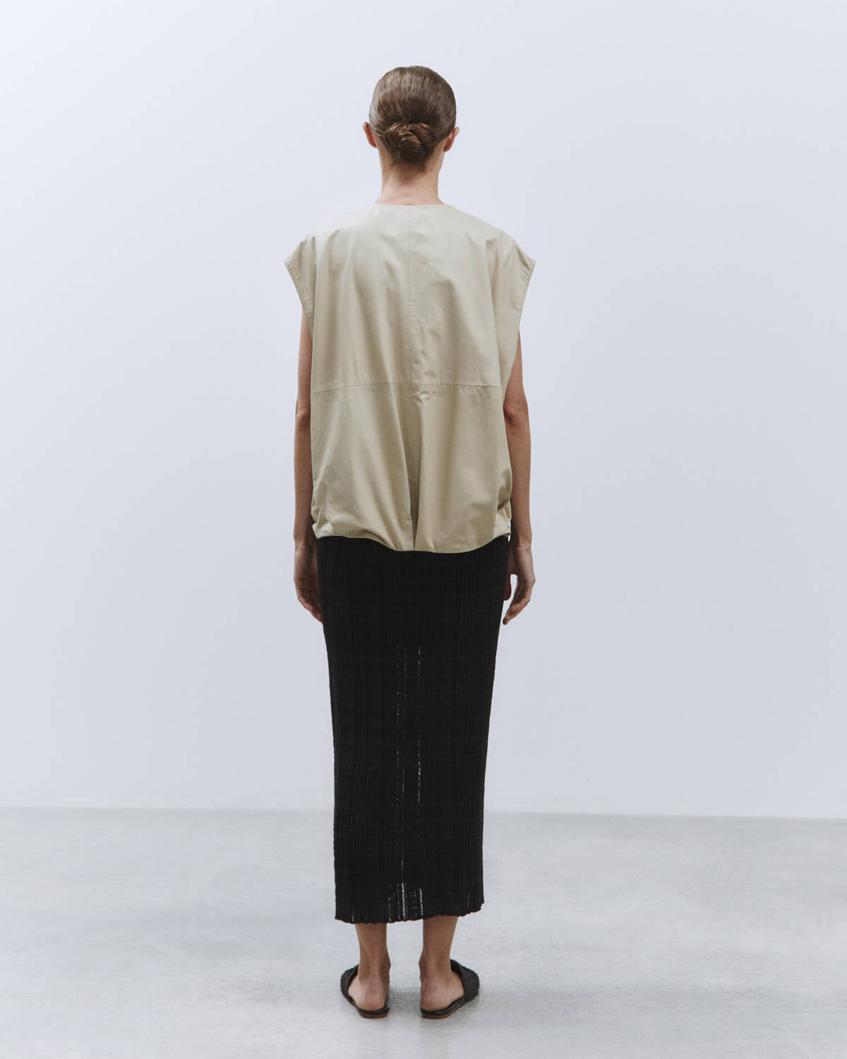 Sand LEATHER BOMBER VEST