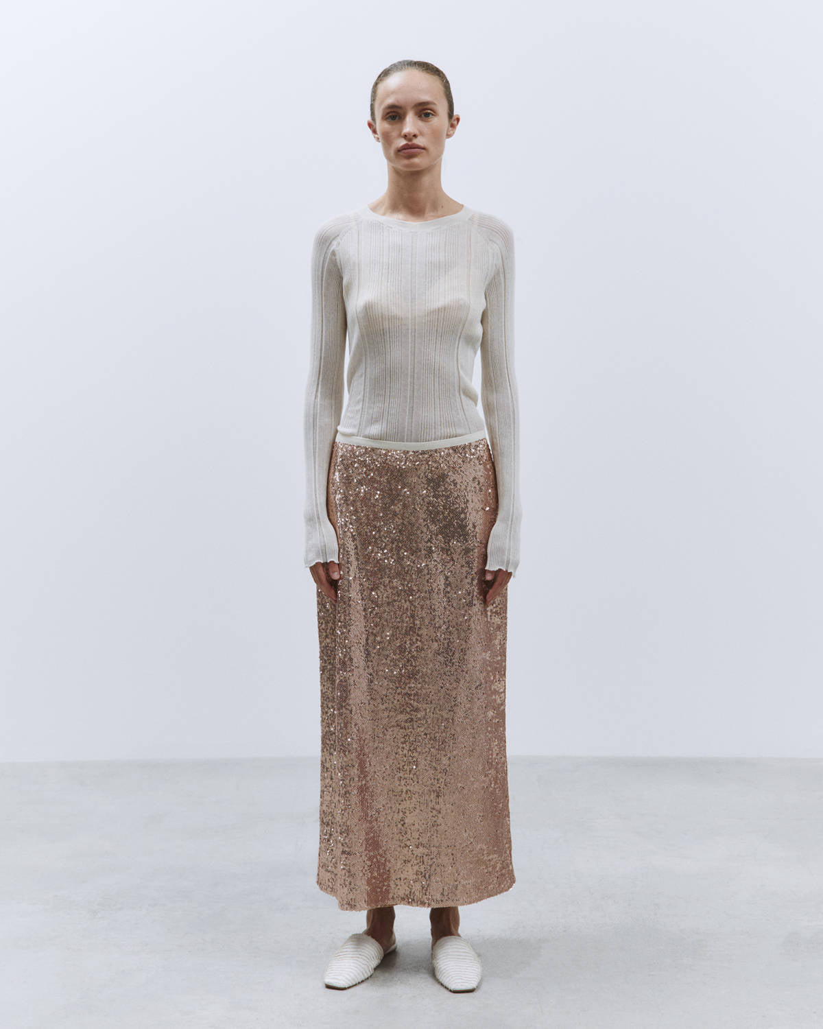 Copper SEQUIN MIDI SKIRT