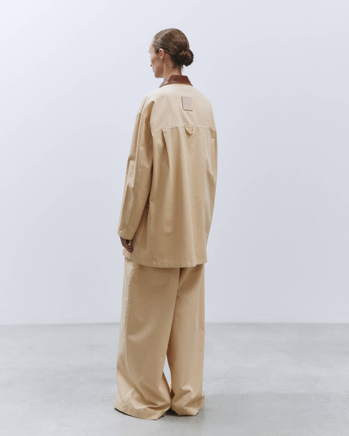 OVERSHIRT LEATHER COLLAR Cream