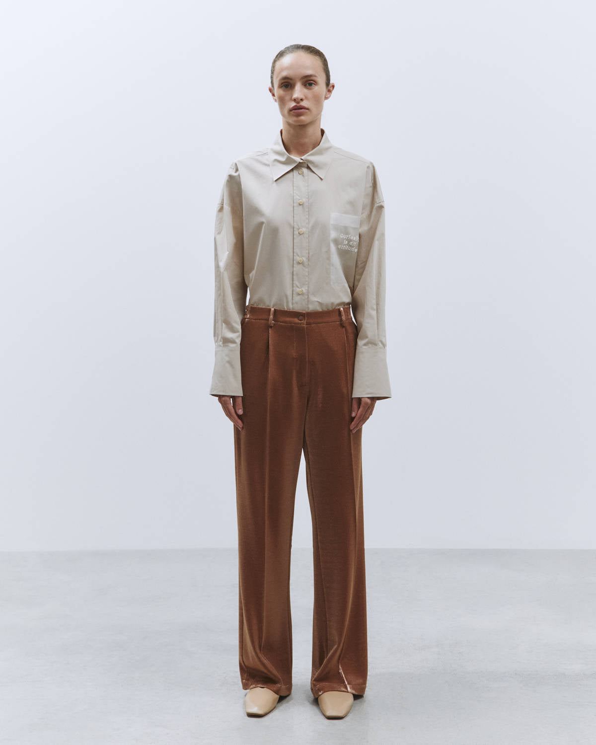 GLITTERY TAILORED TROUSERS Copper