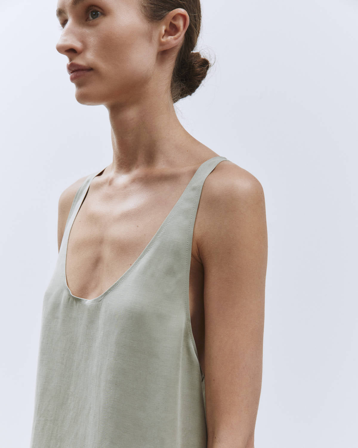 LONG DRESS WITH OLYMPIC NECKLINE Sage