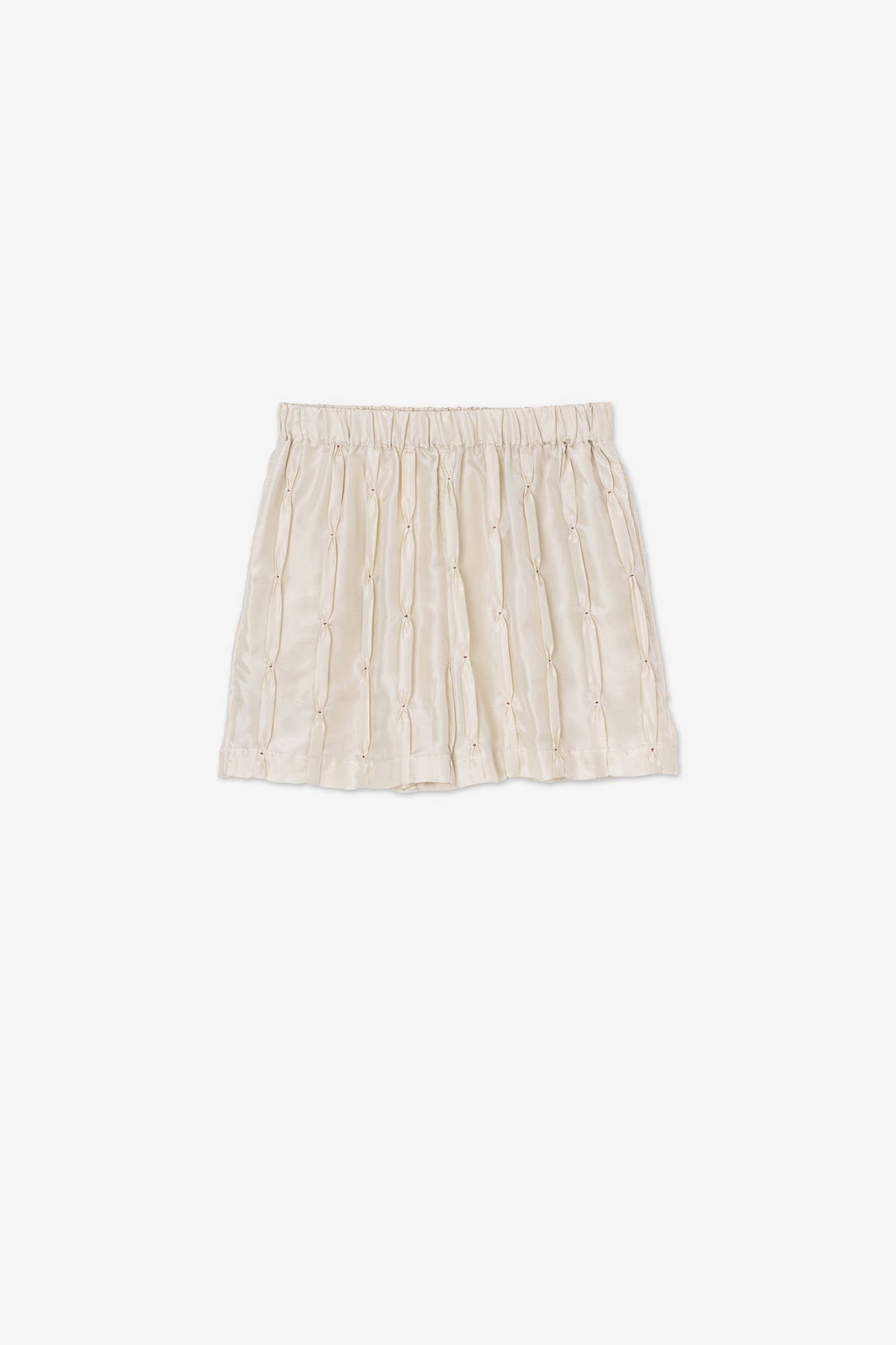 EMBROIDERED SILK SHORTS Rice