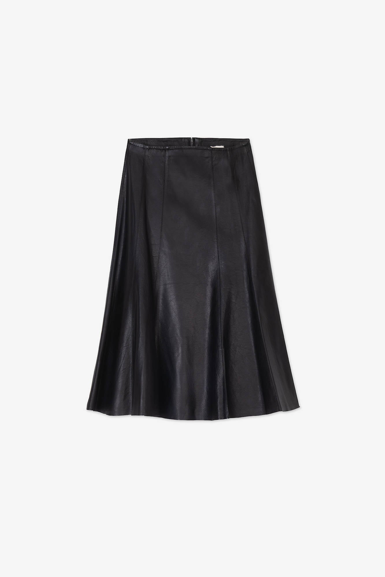 VINTAGE EFFECT LEATHER PANEL SKIRT Black