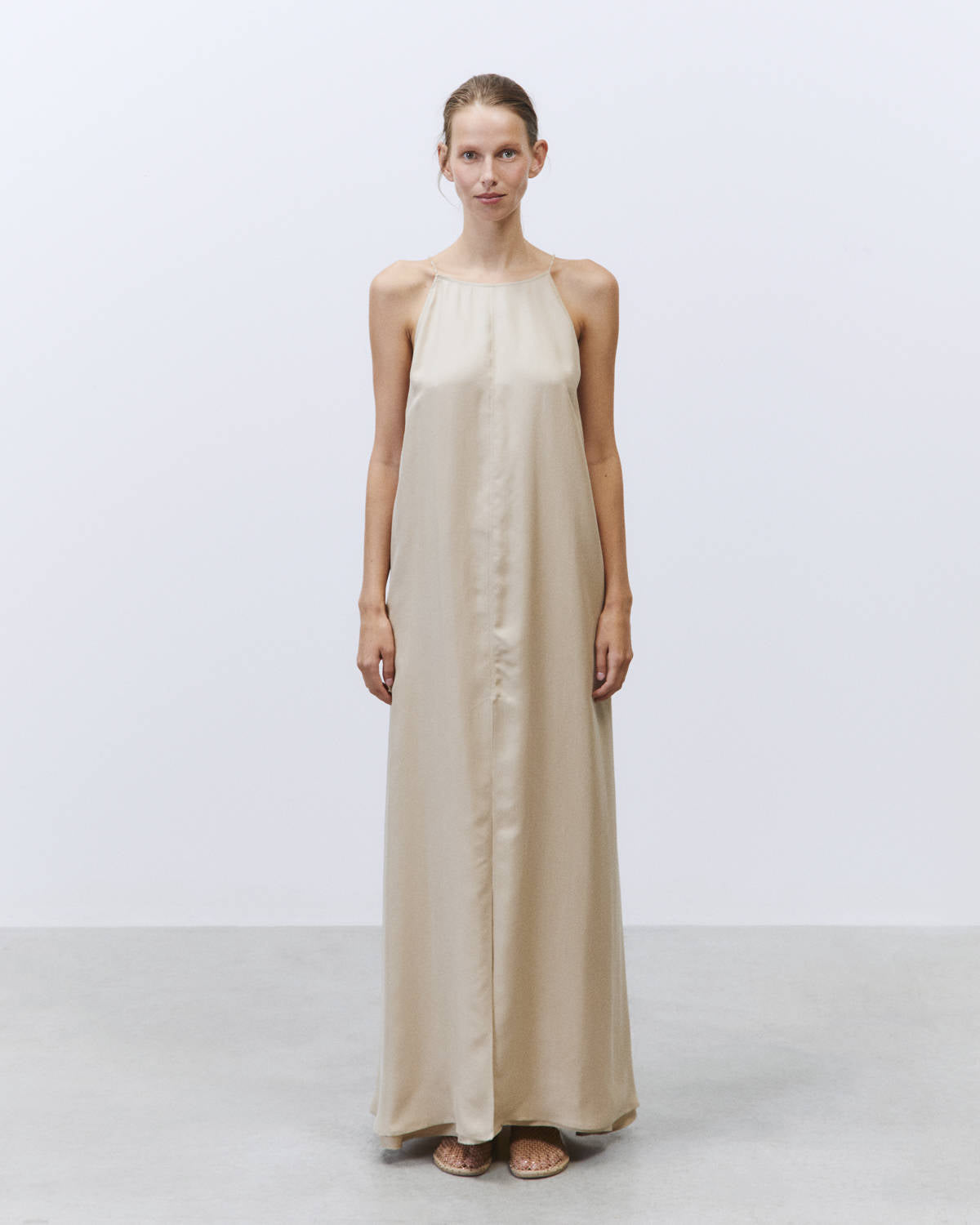 LONG DRESS SILK TWILL Cream