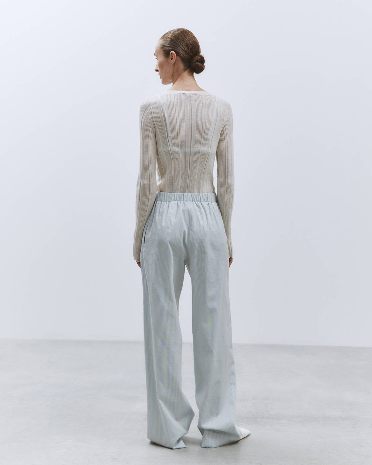 PINSTRIPES GYM PANTS Light Blue