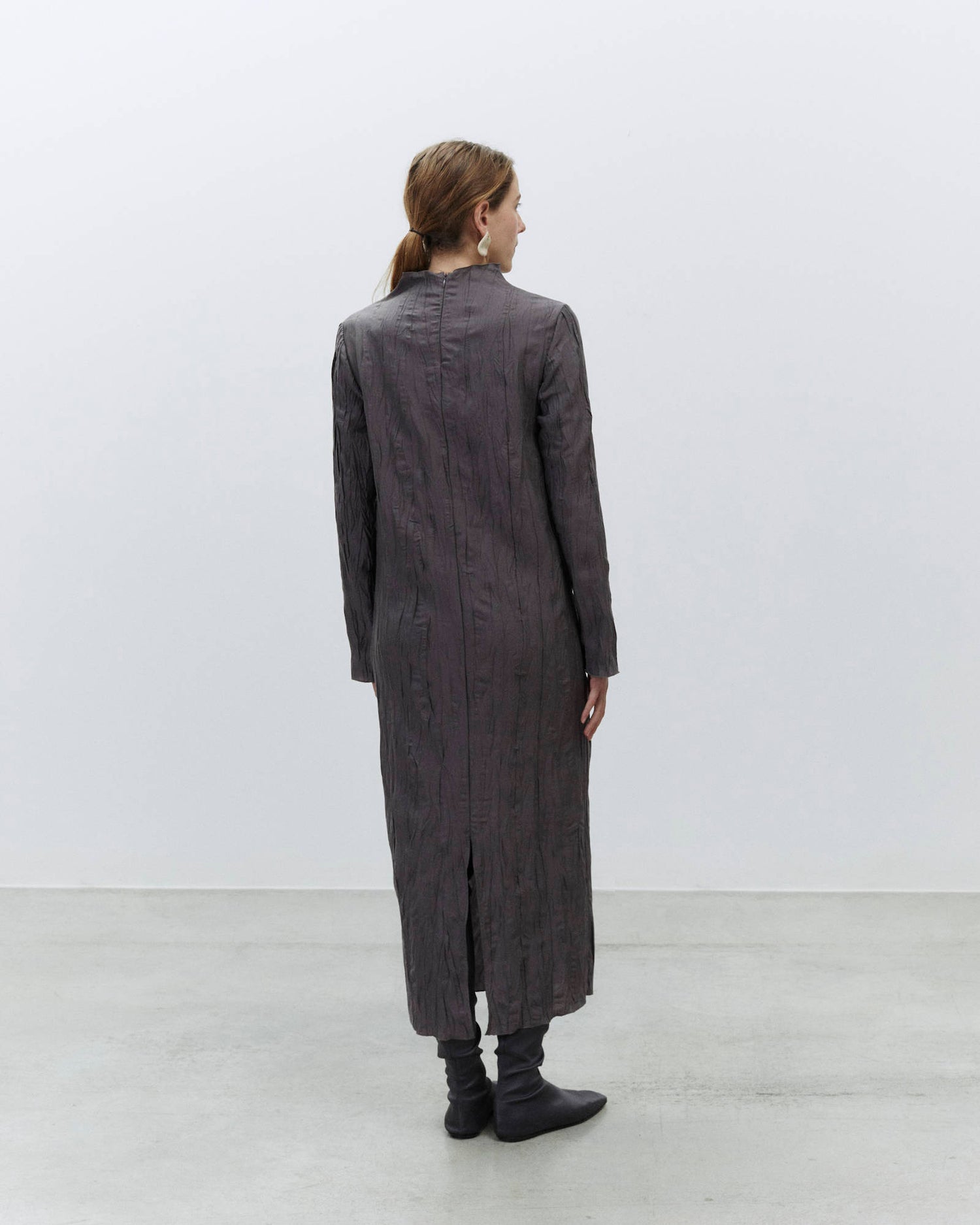 LONG CRINKLE SILK DRESS