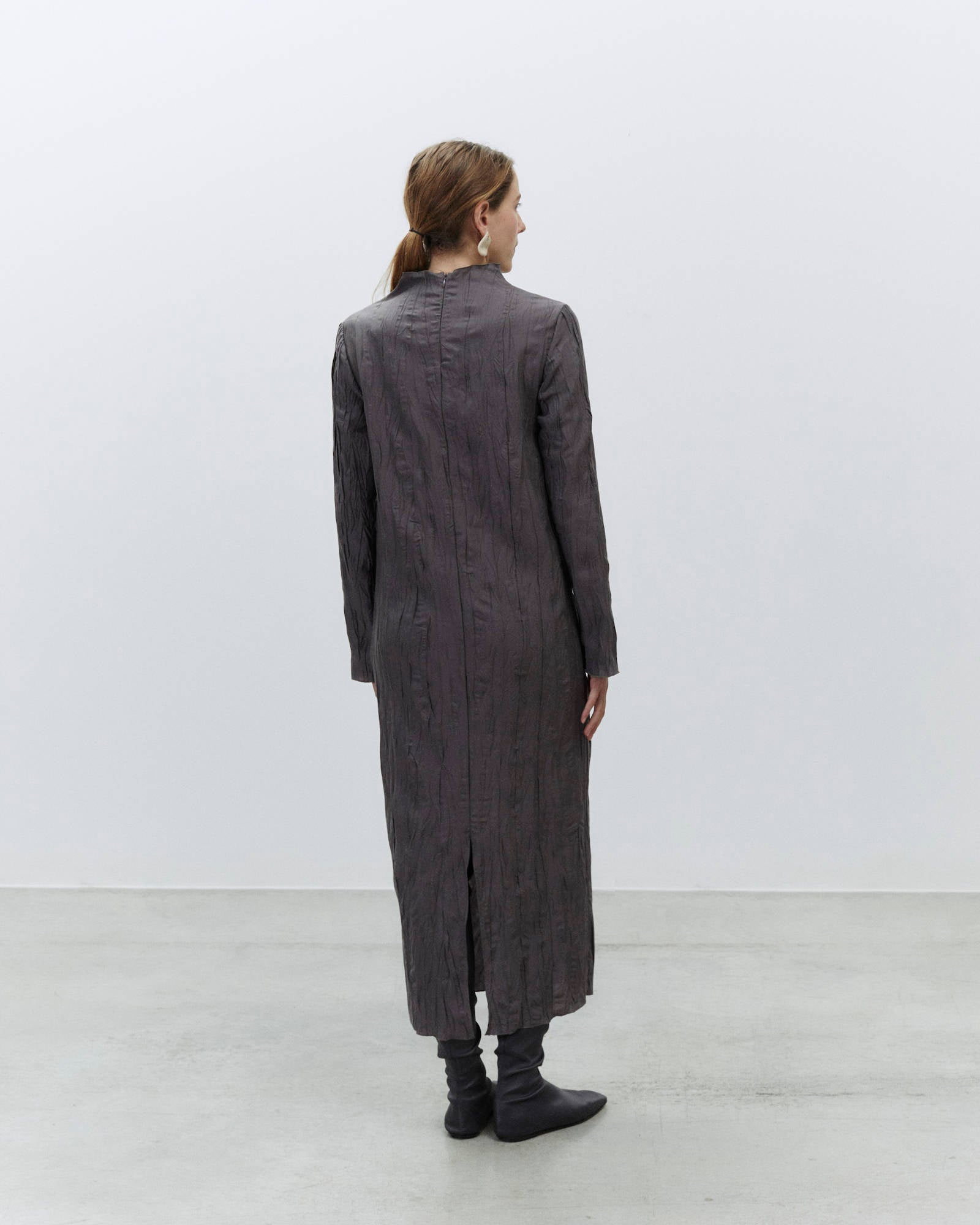 LONG CRINKLE SILK DRESS
