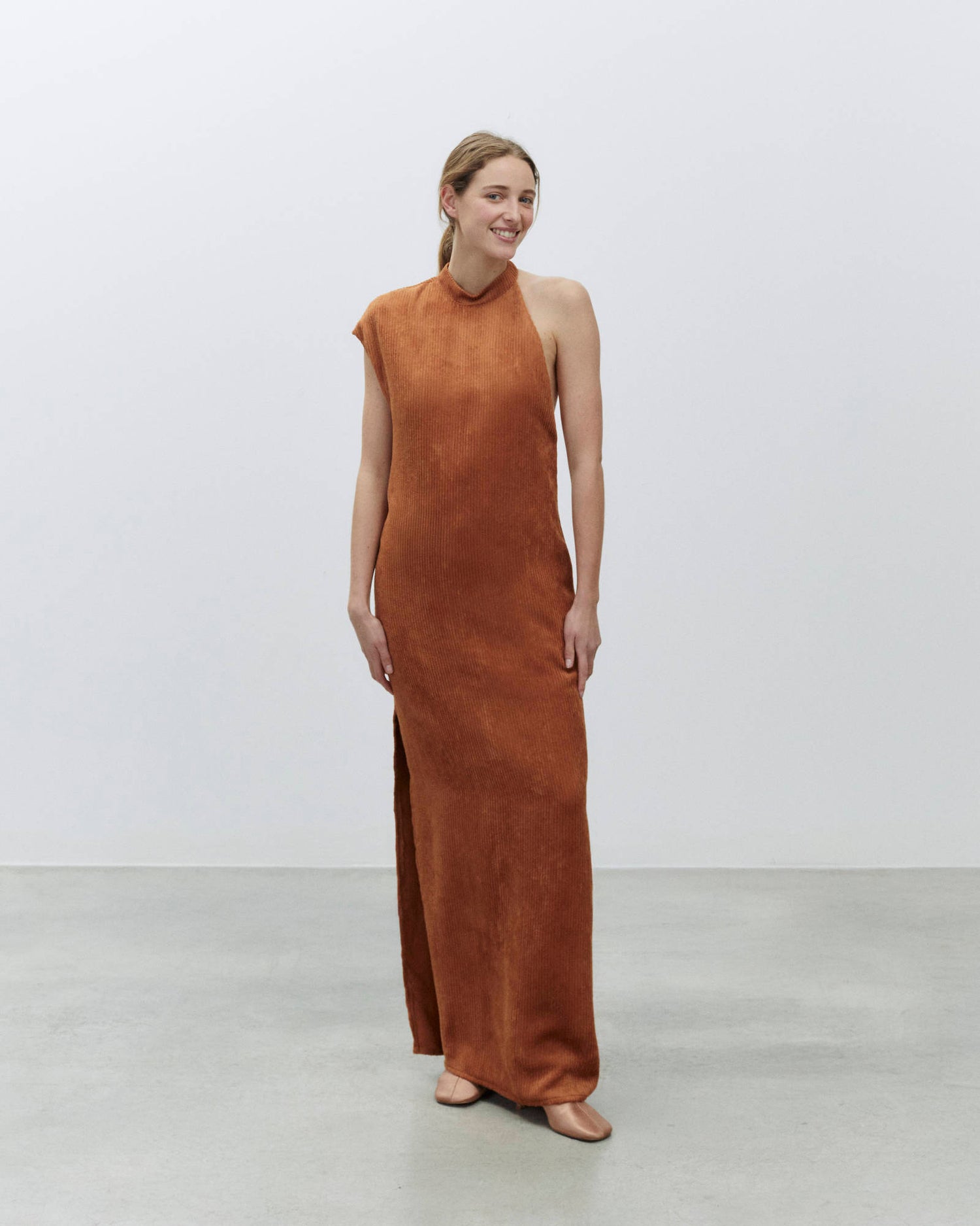 LONG VELVET RIB DRESS
