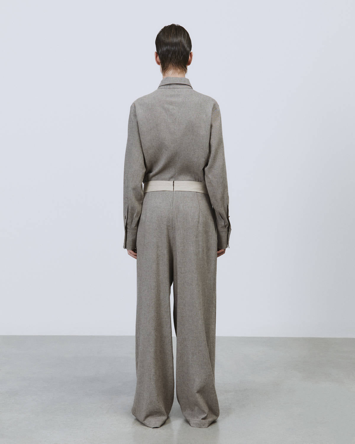 TAILORED PLEATED FLANNEL TROUSERS