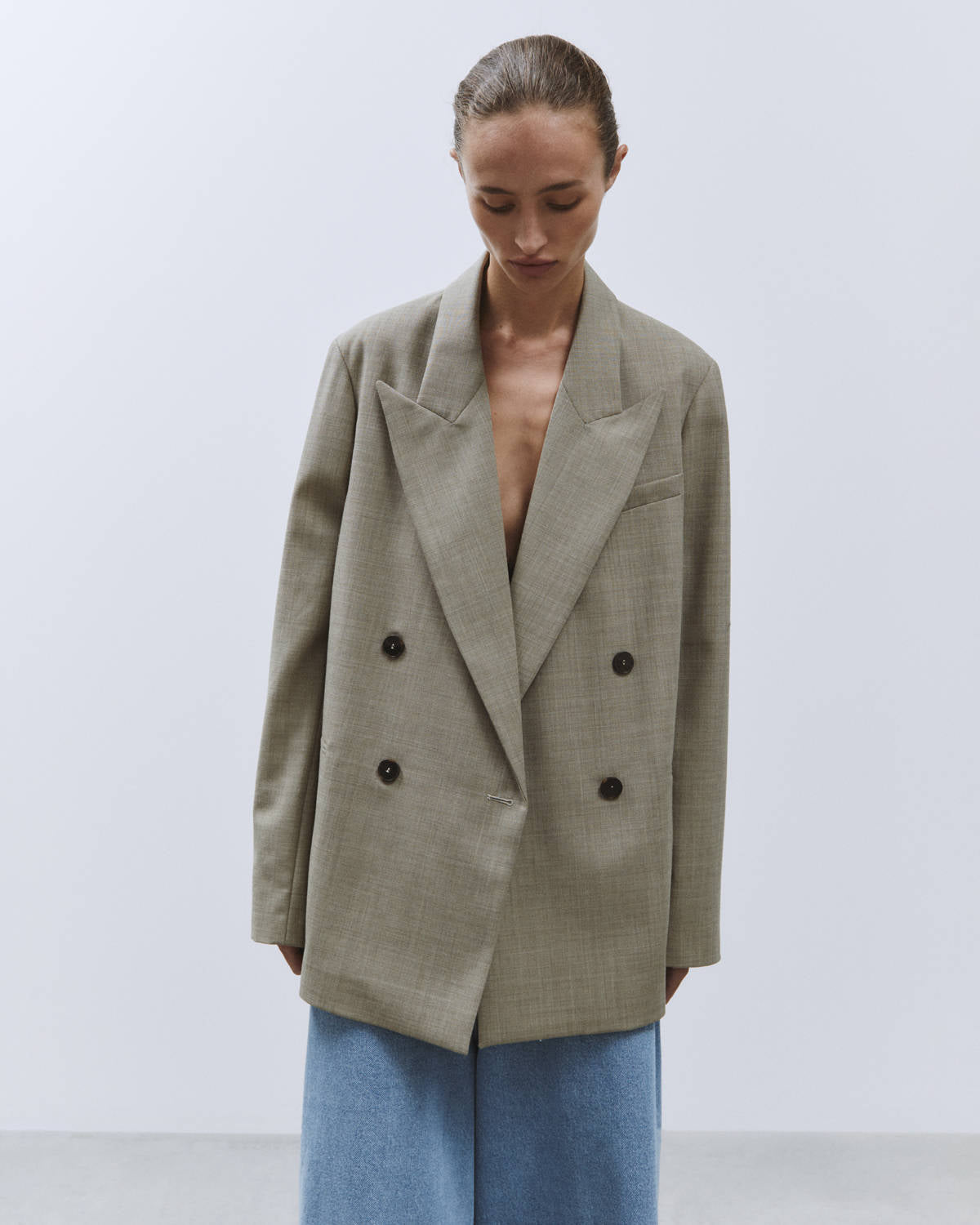 BLAZER OVER DOUBLE BREASTED VIRGIN WOOL Sage