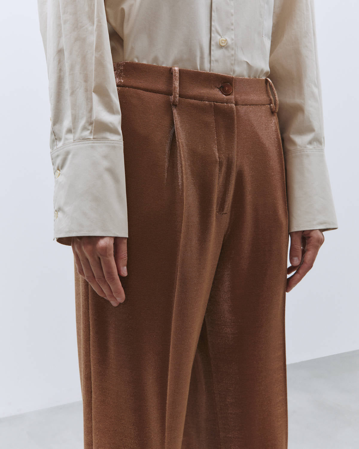 GLITTERY TAILORED TROUSERS Copper
