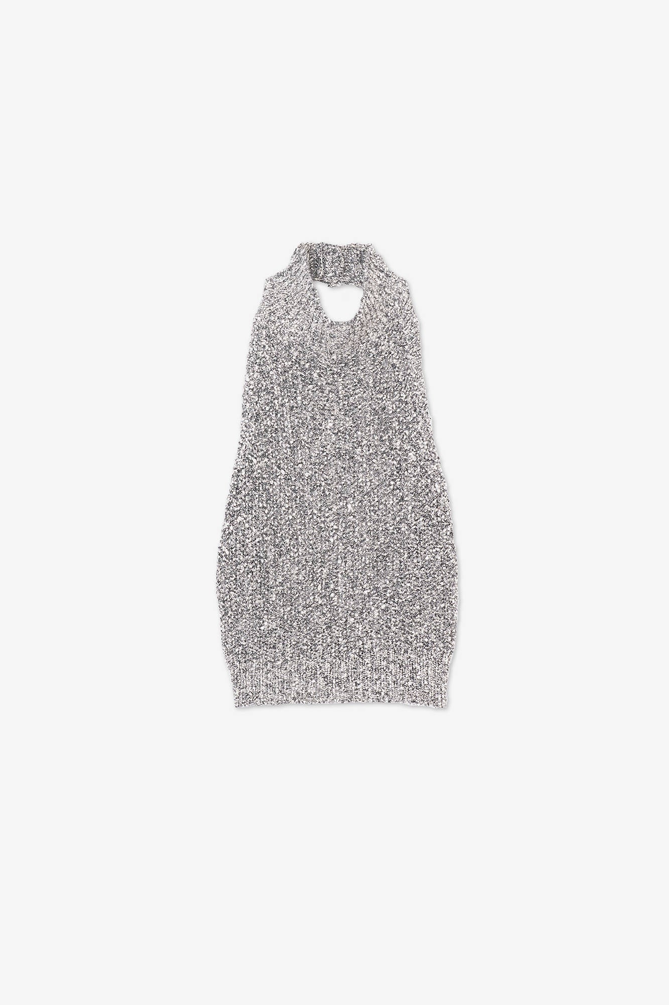 SEQUIN KNIT TOP WITH HALTER NECKLINE Black