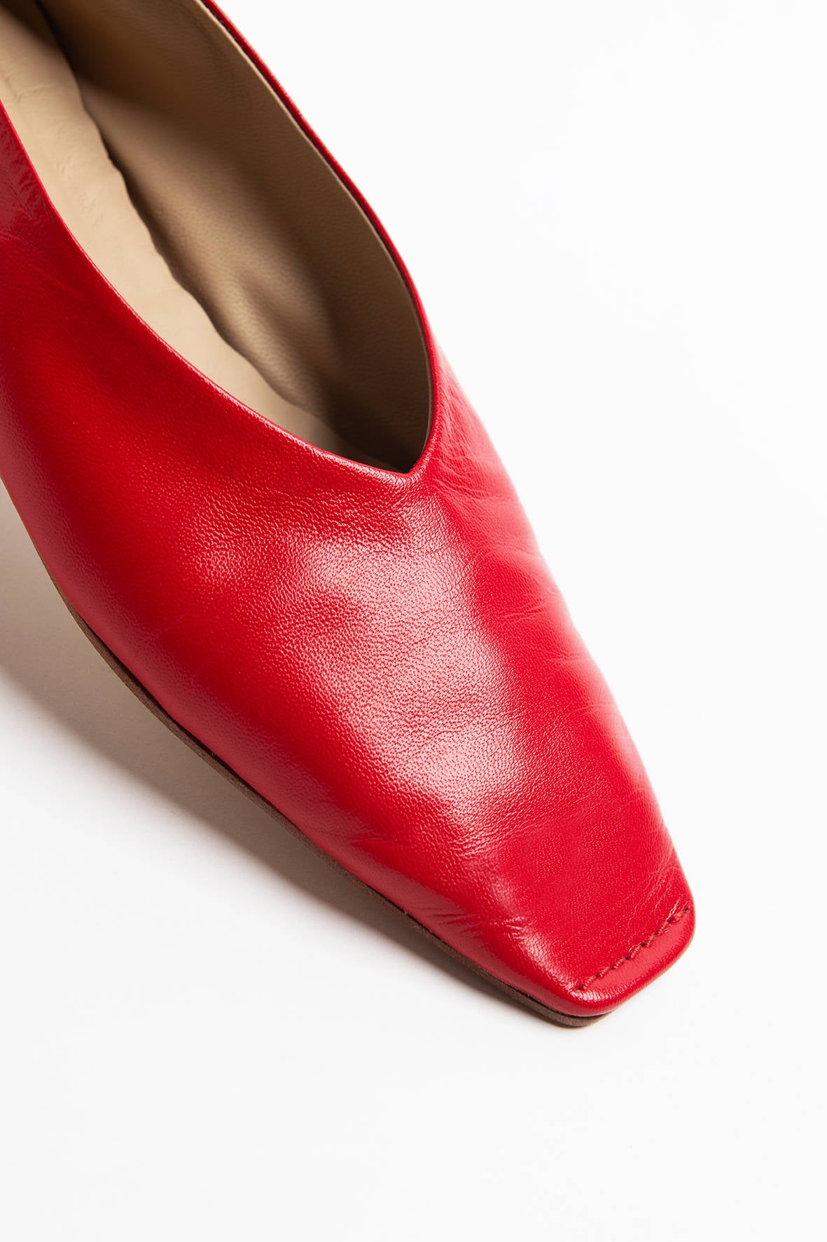 FLAT BALLERINA SQUARE TOE Red