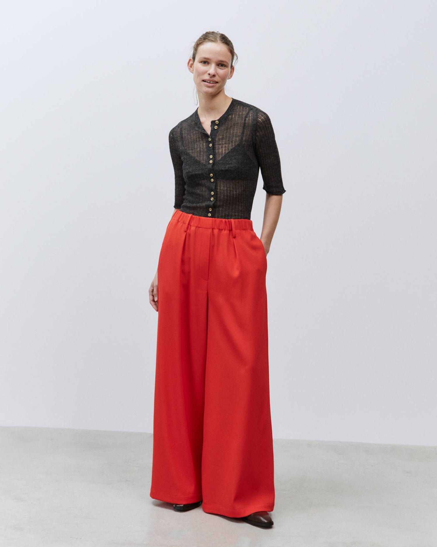 PANTALONE WIDE LEG VITA ELASTICA